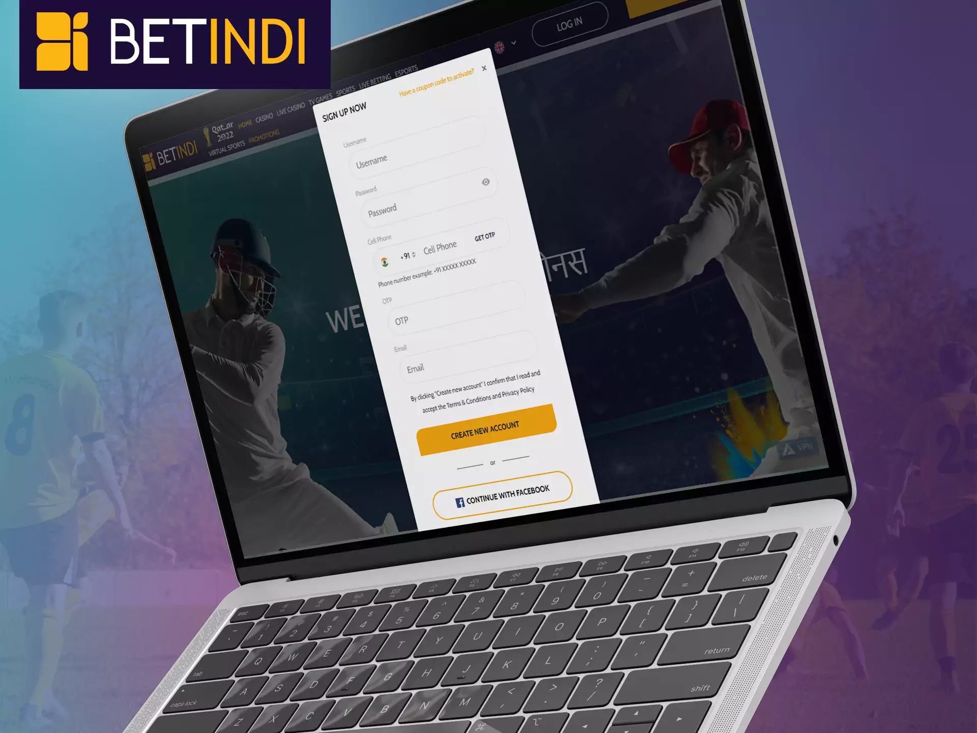 Go through a simple registration on Betindi, play with pleasure.