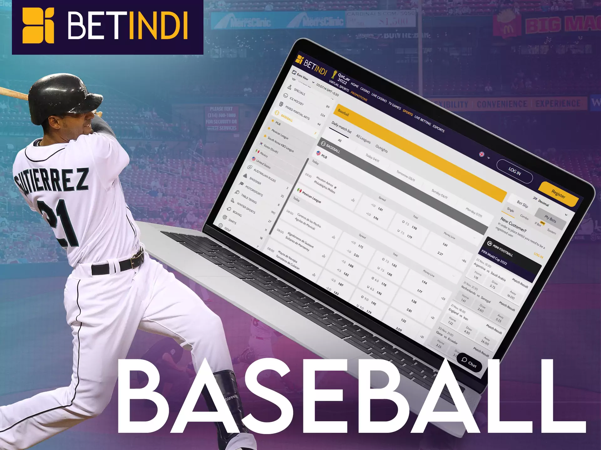 With Betindi, you can bet on your favorite baseball teams.