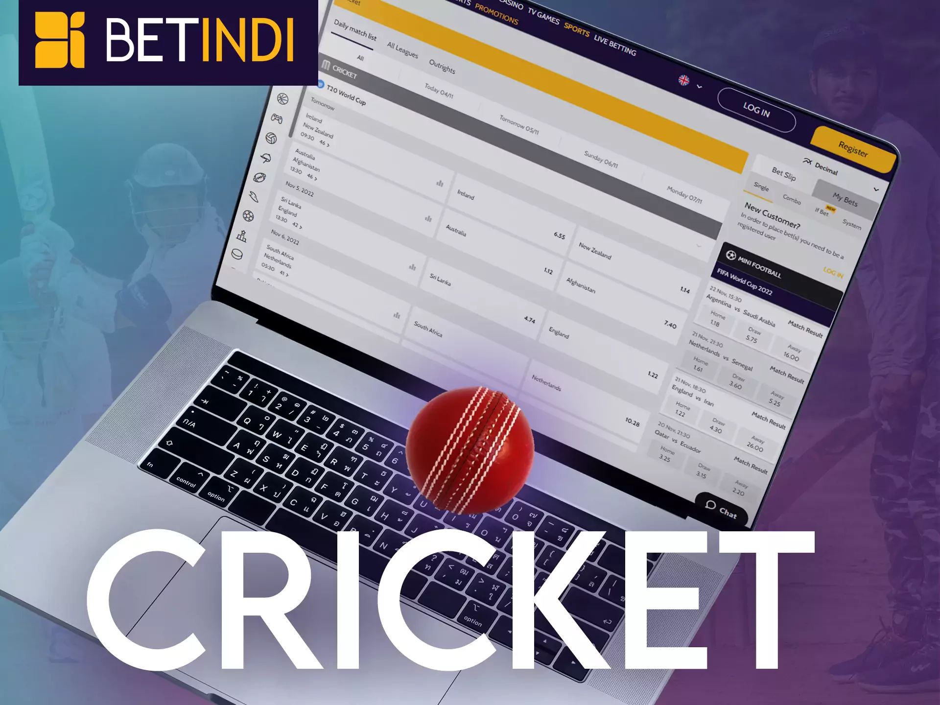 Place bets on cricket with Betindi and enjoy the game.