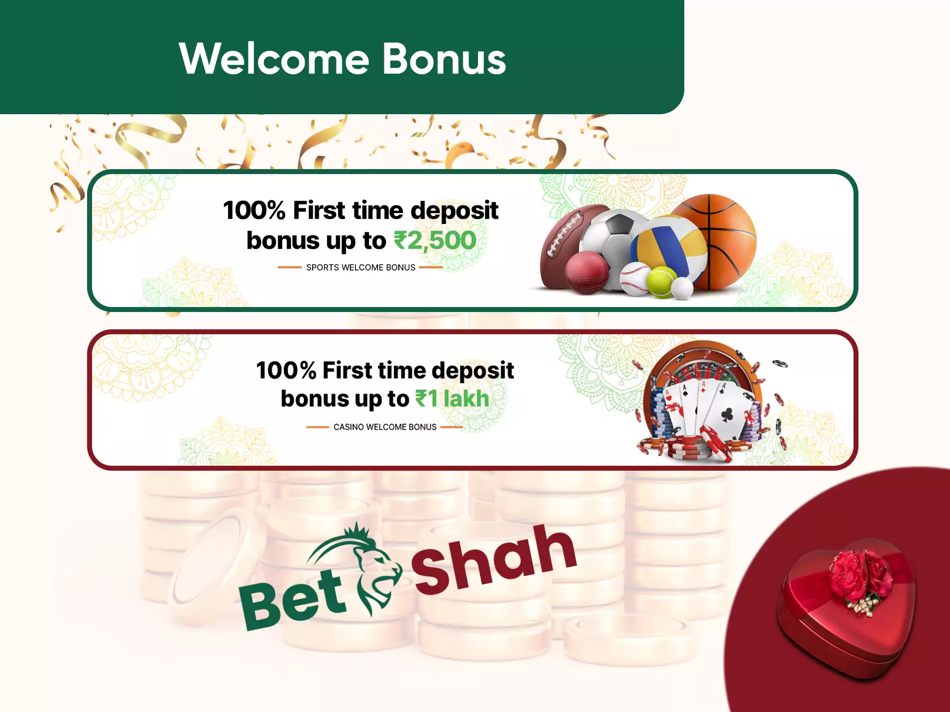 New users of Betshah get welcome bonuses.