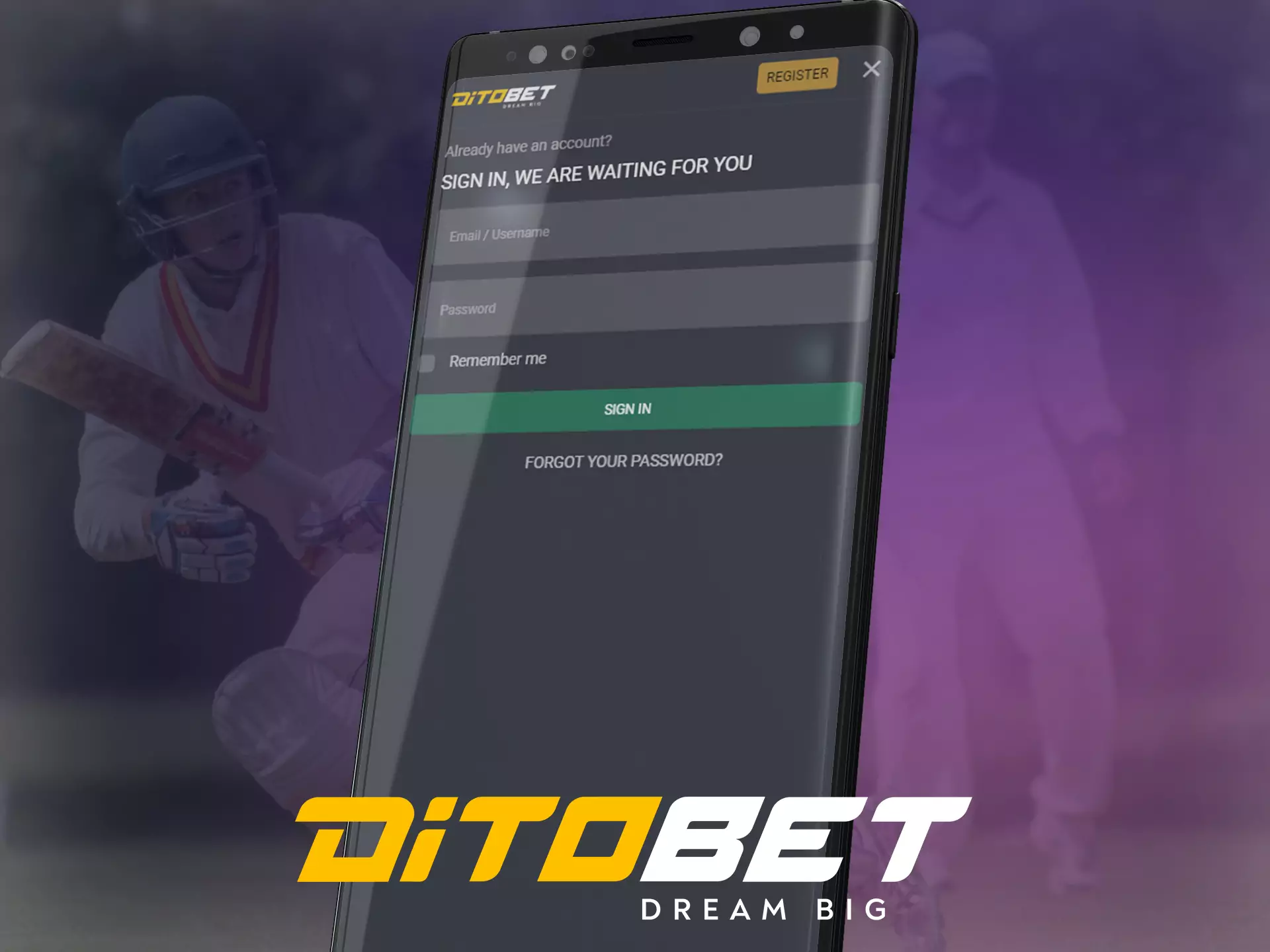 Log in to your Ditobet account to place bets and play your favorite games.