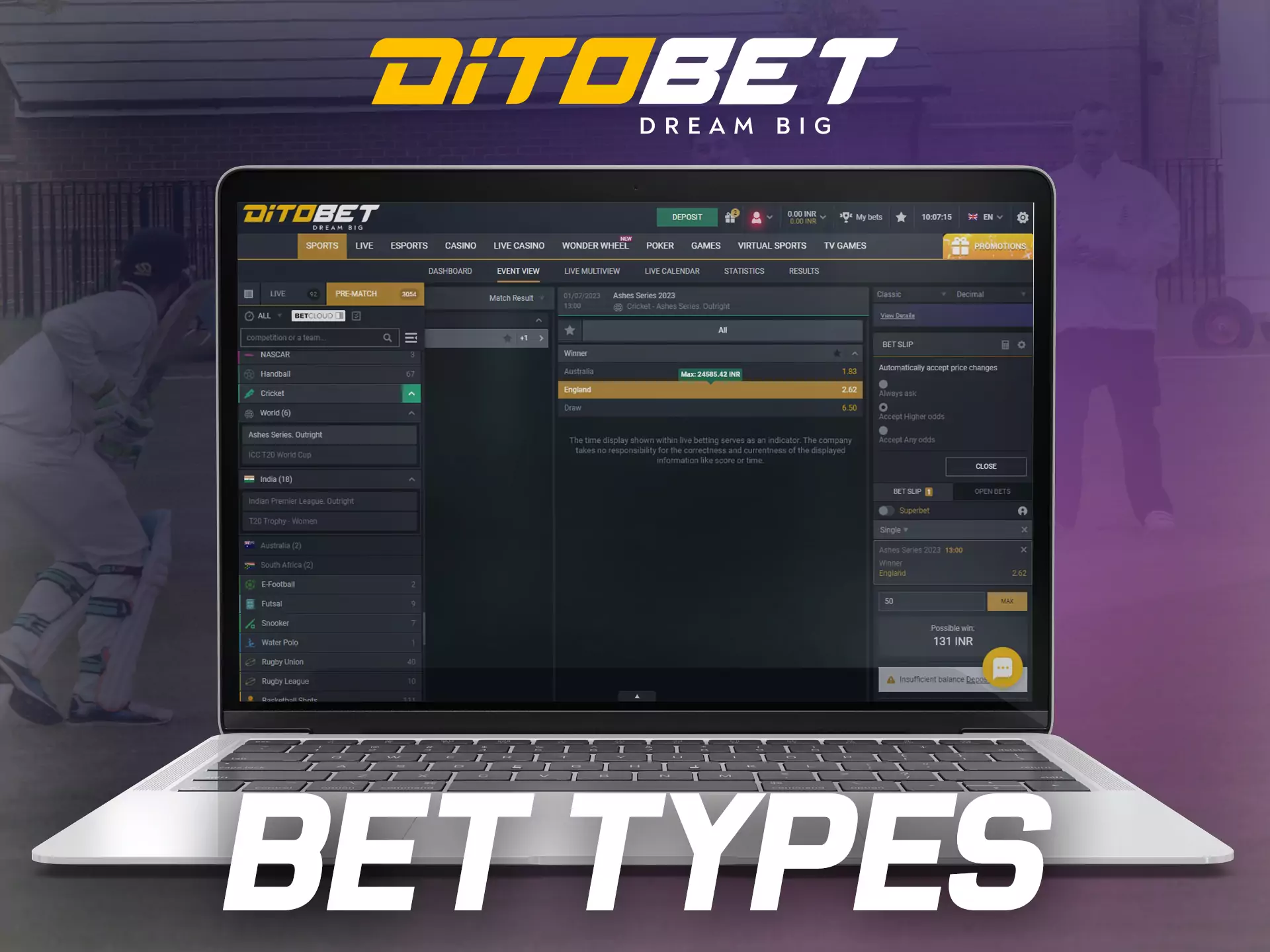 Learn about the different types of bets on Ditobet.