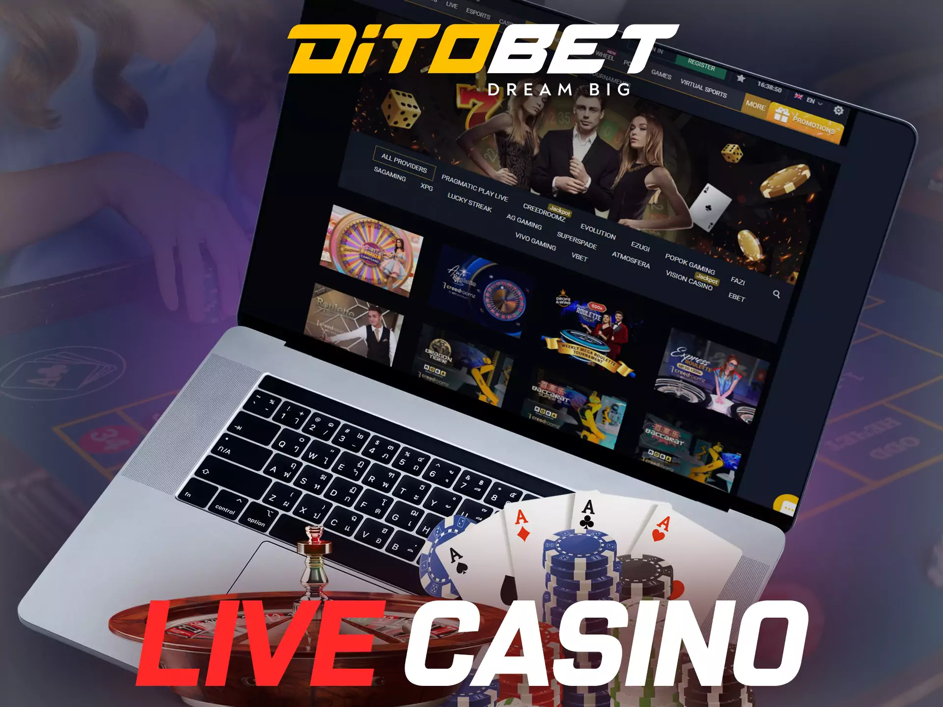 Play your favorite games at the Ditobet live casino.