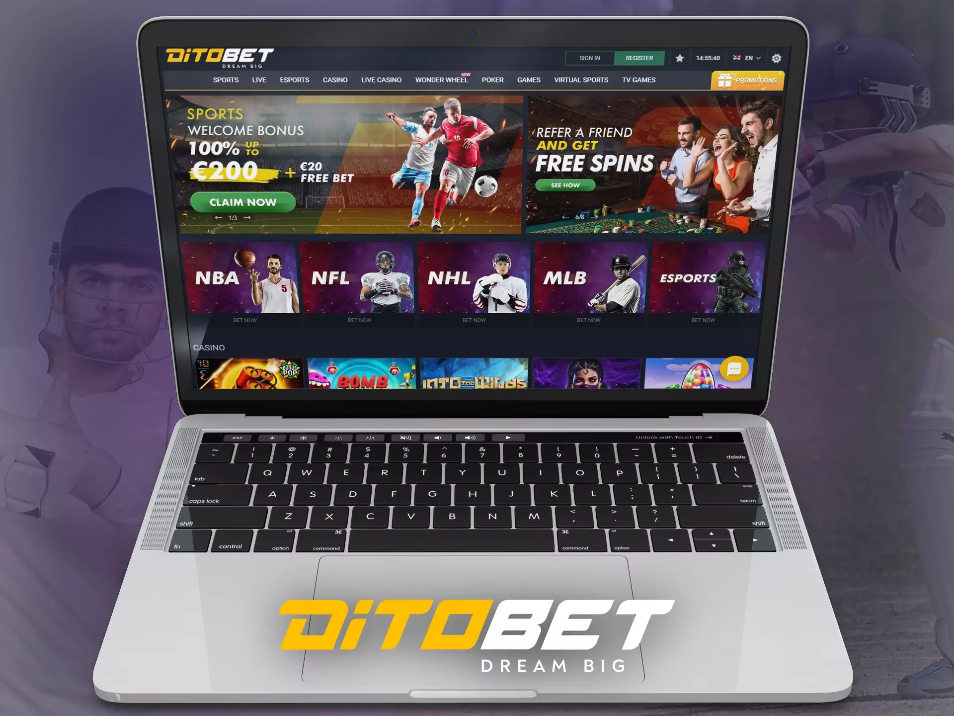Use the official Ditobet website from your computer.