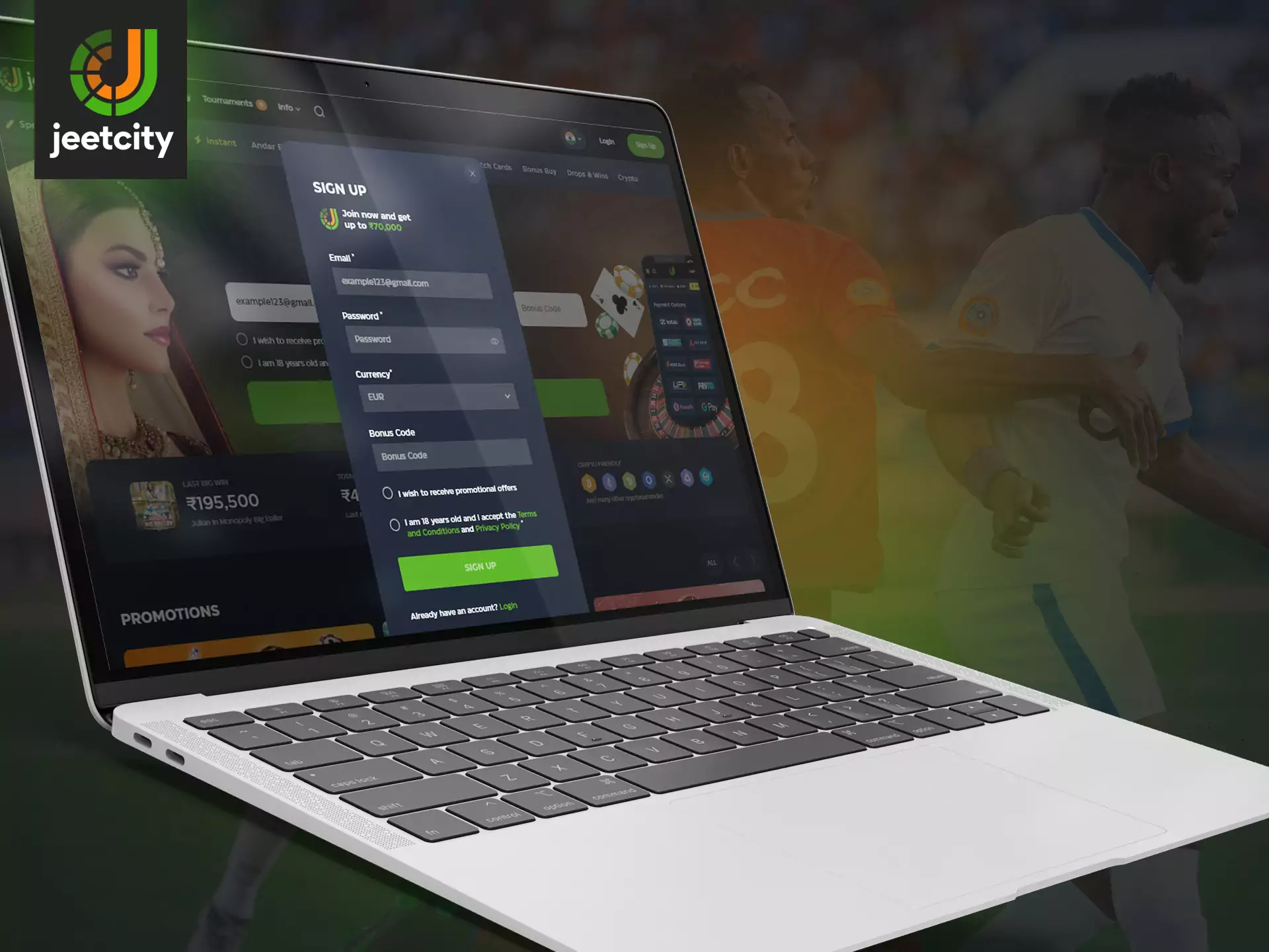 Go through a simple and quick JeetCity registration to make sports betting and play.