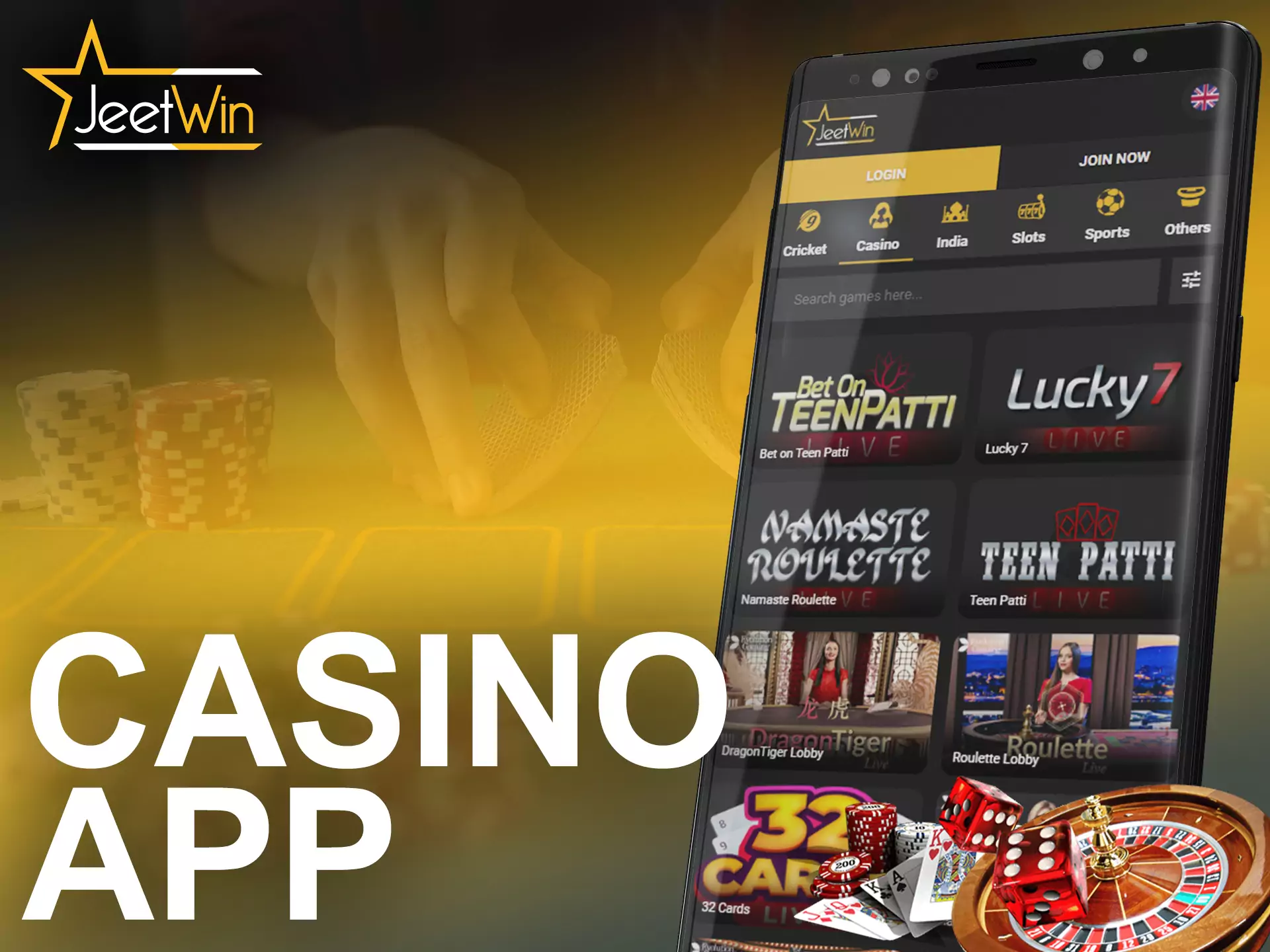 Play different games at JeetWin Casino using the app.
