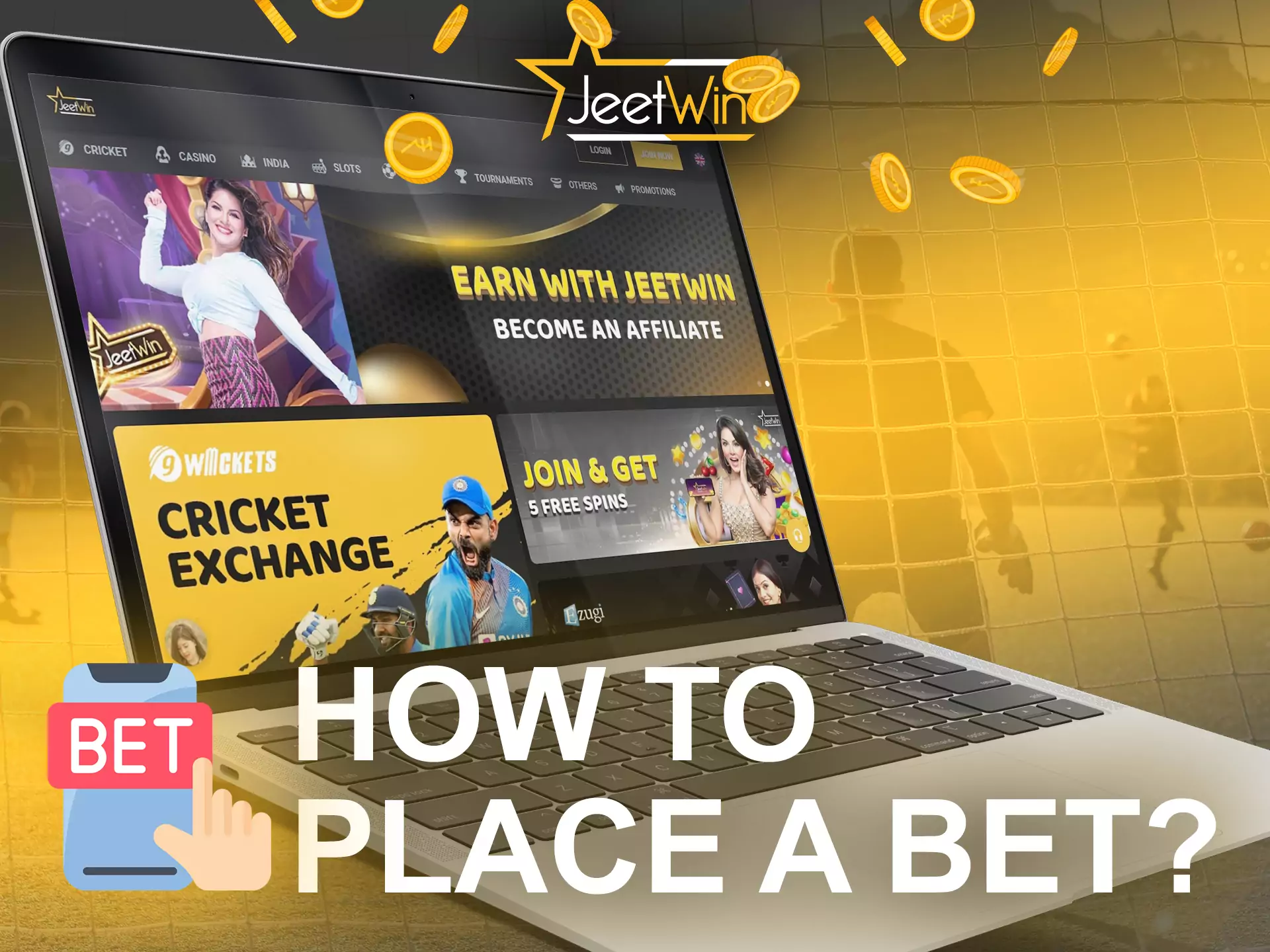 Use the instructions and place bets with JeetWin.