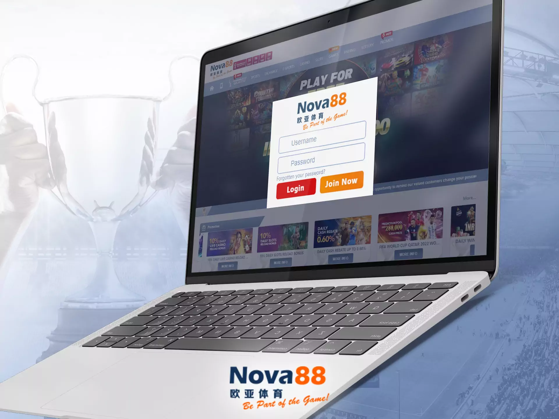 Use your username and password to log into the Nova88 account.