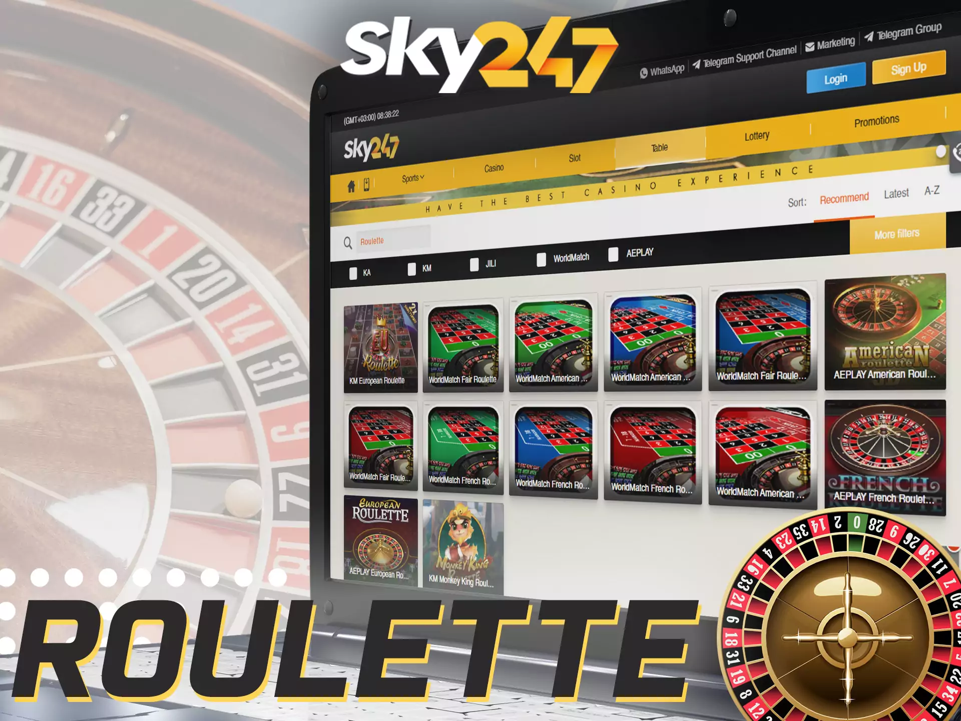 On Sky247, you can play different types of roulette games.