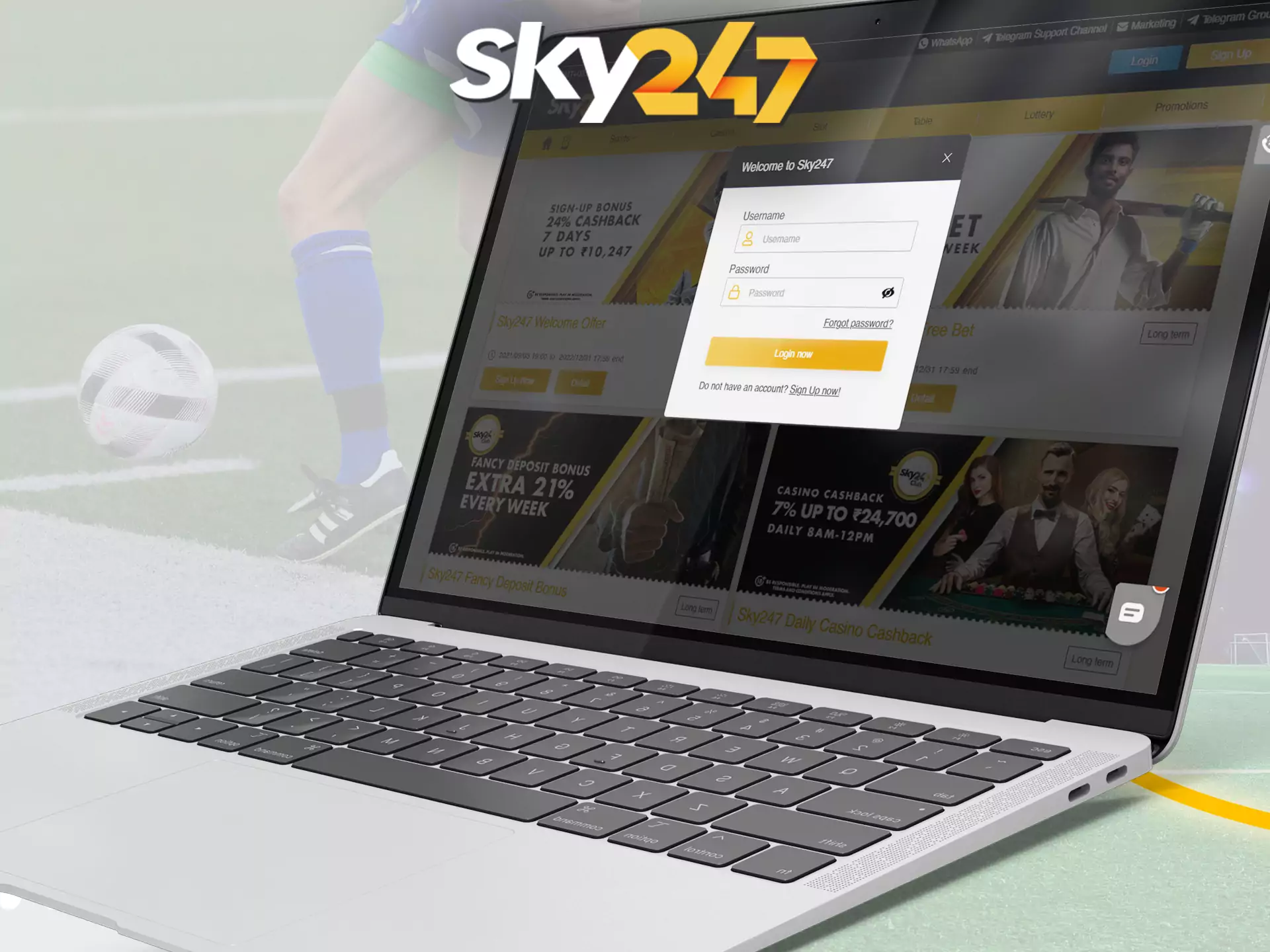To start betting on Sky247, log into your account.