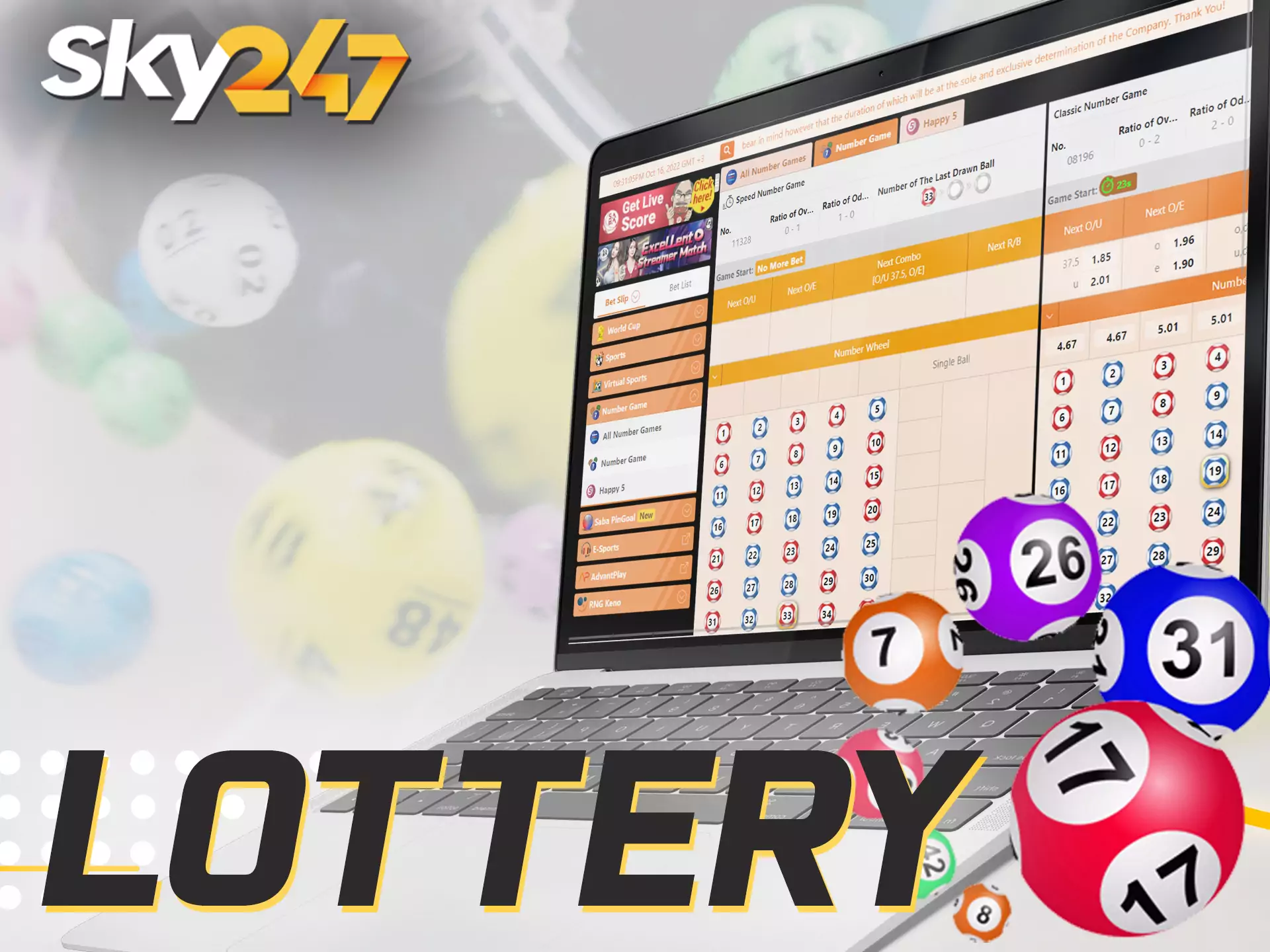You can buy lottery tickets on the Sky247 website.