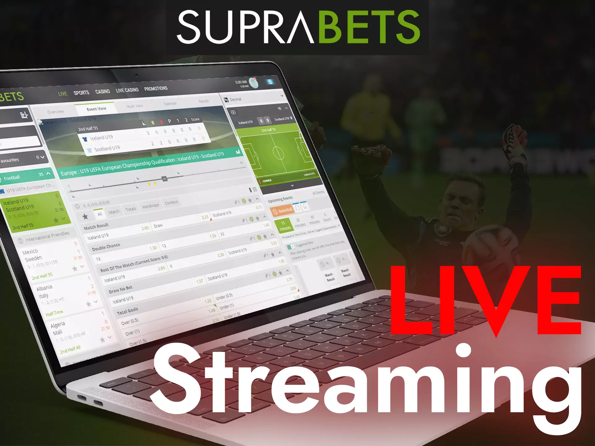 With Suprabets, follow the game of your favorite team with live streaming.