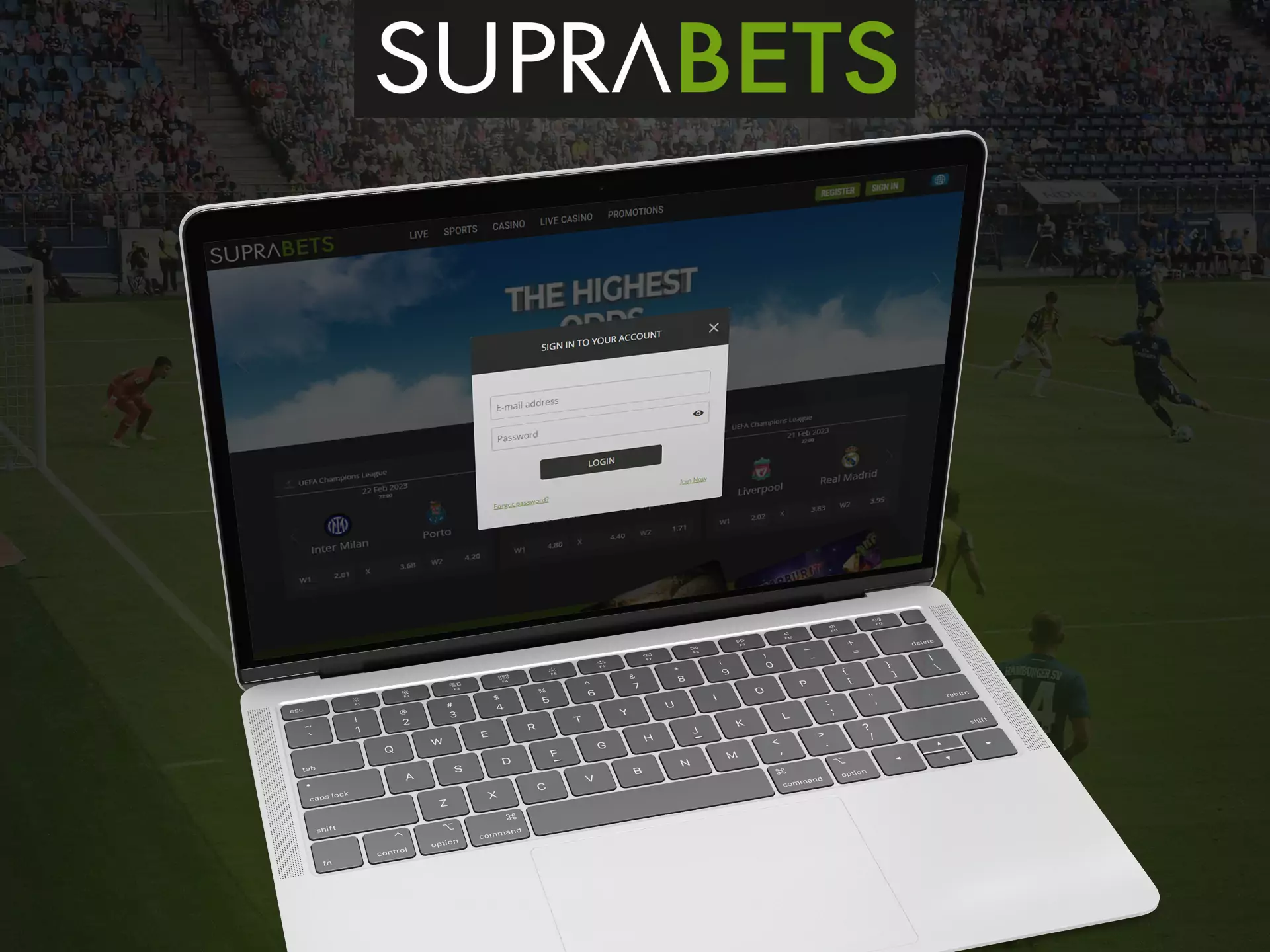 Log in to your Suprabets account to enjoy all the features and play.