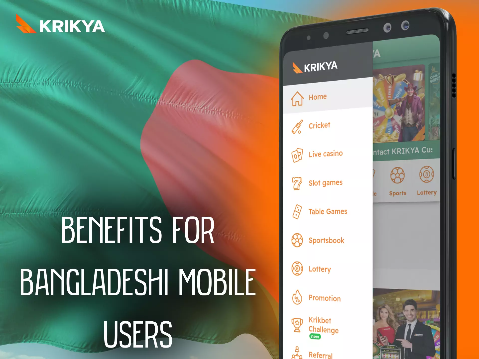 Krikya offers many convenient features and bonuses for players from Bangladesh.