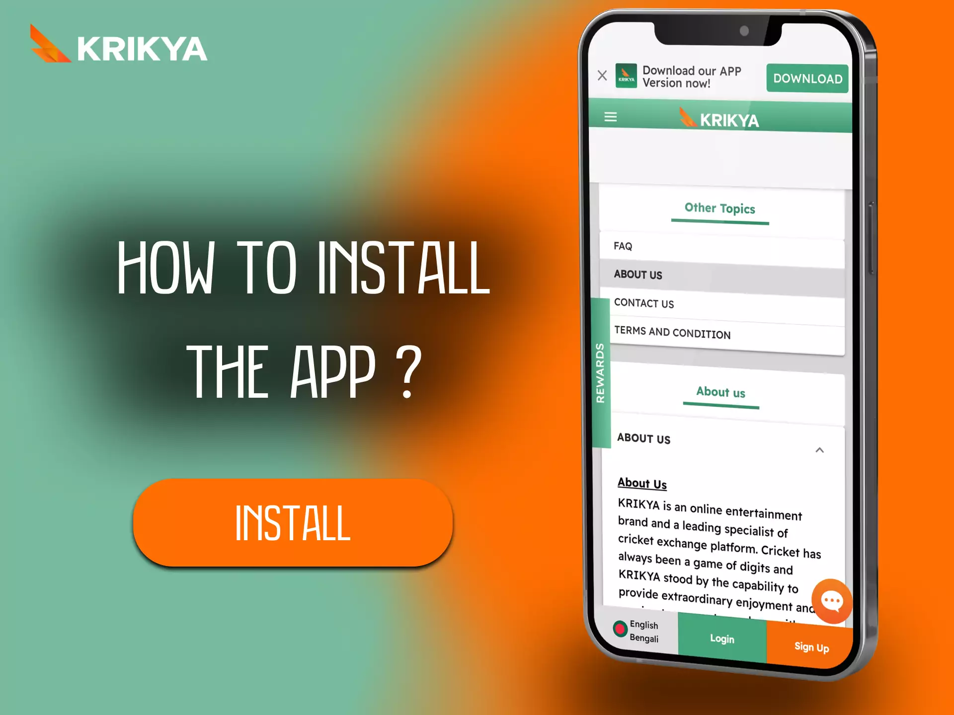 Read the instructions and install the Krikya app on your device.