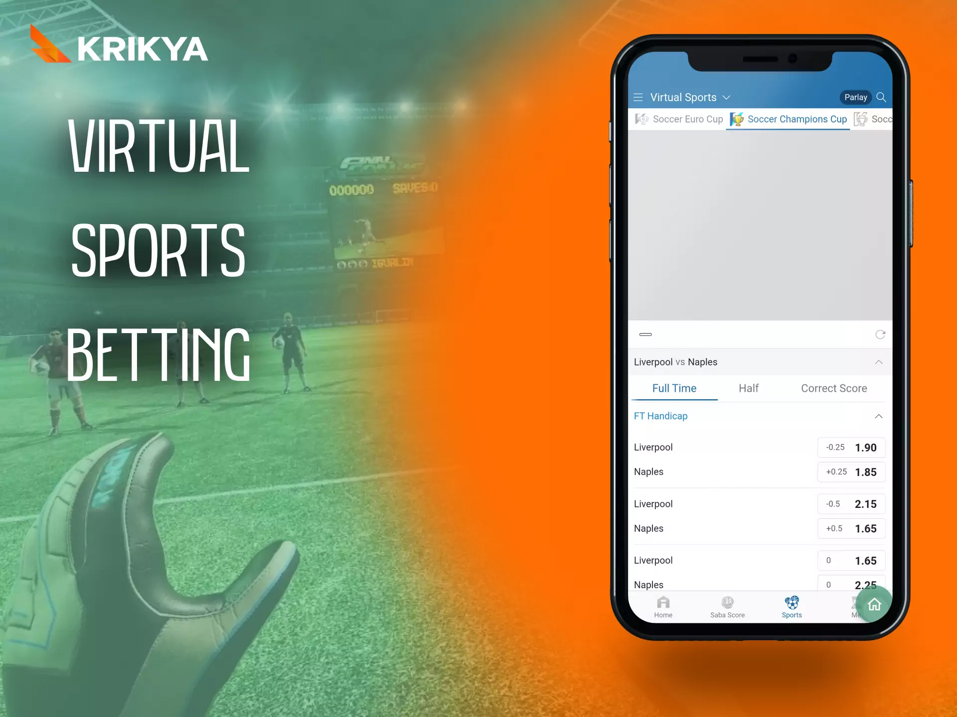 You can bet on any virtual sports in Krikya.
