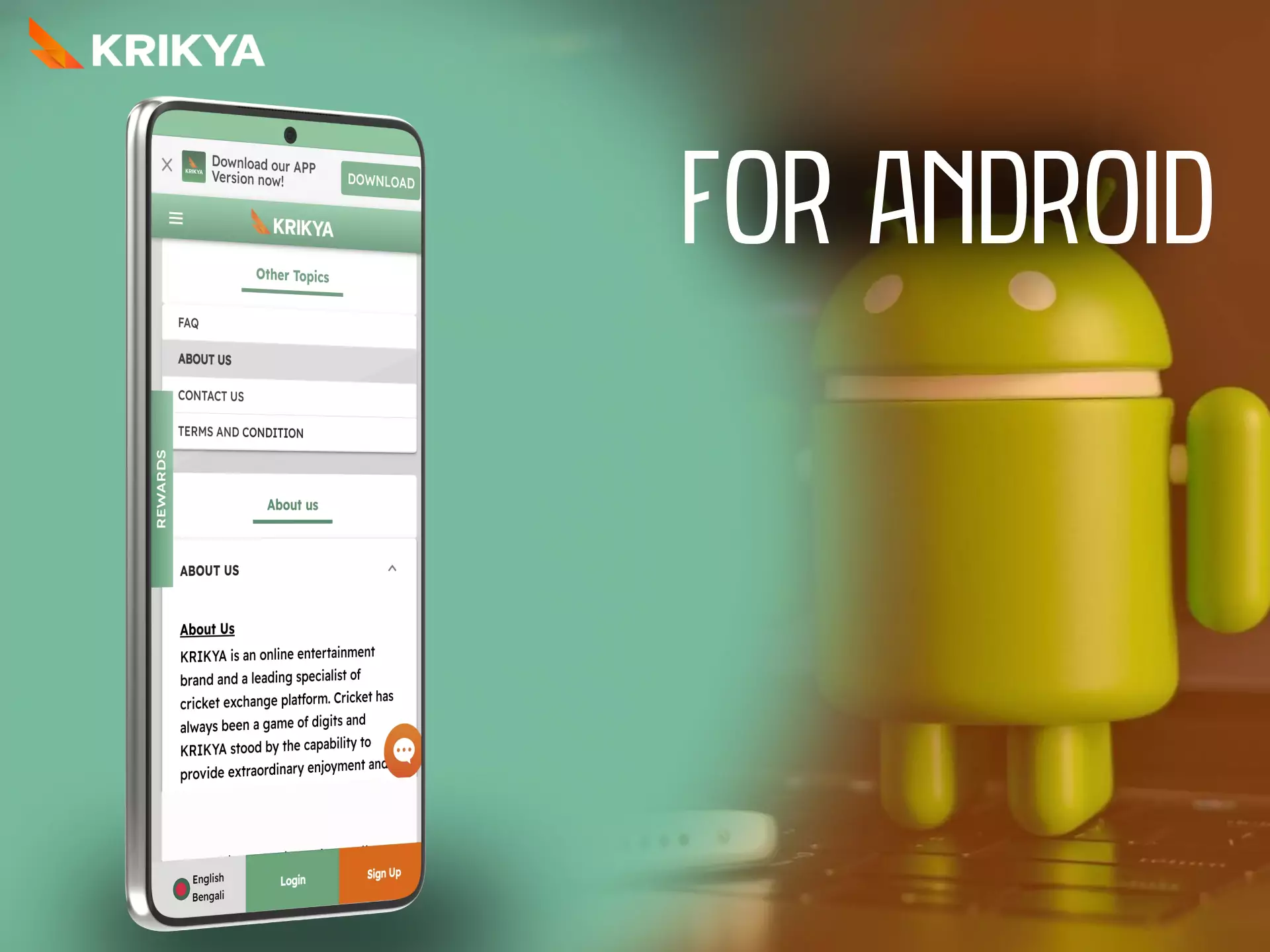 The Krikya application ican be installed on Android devices.