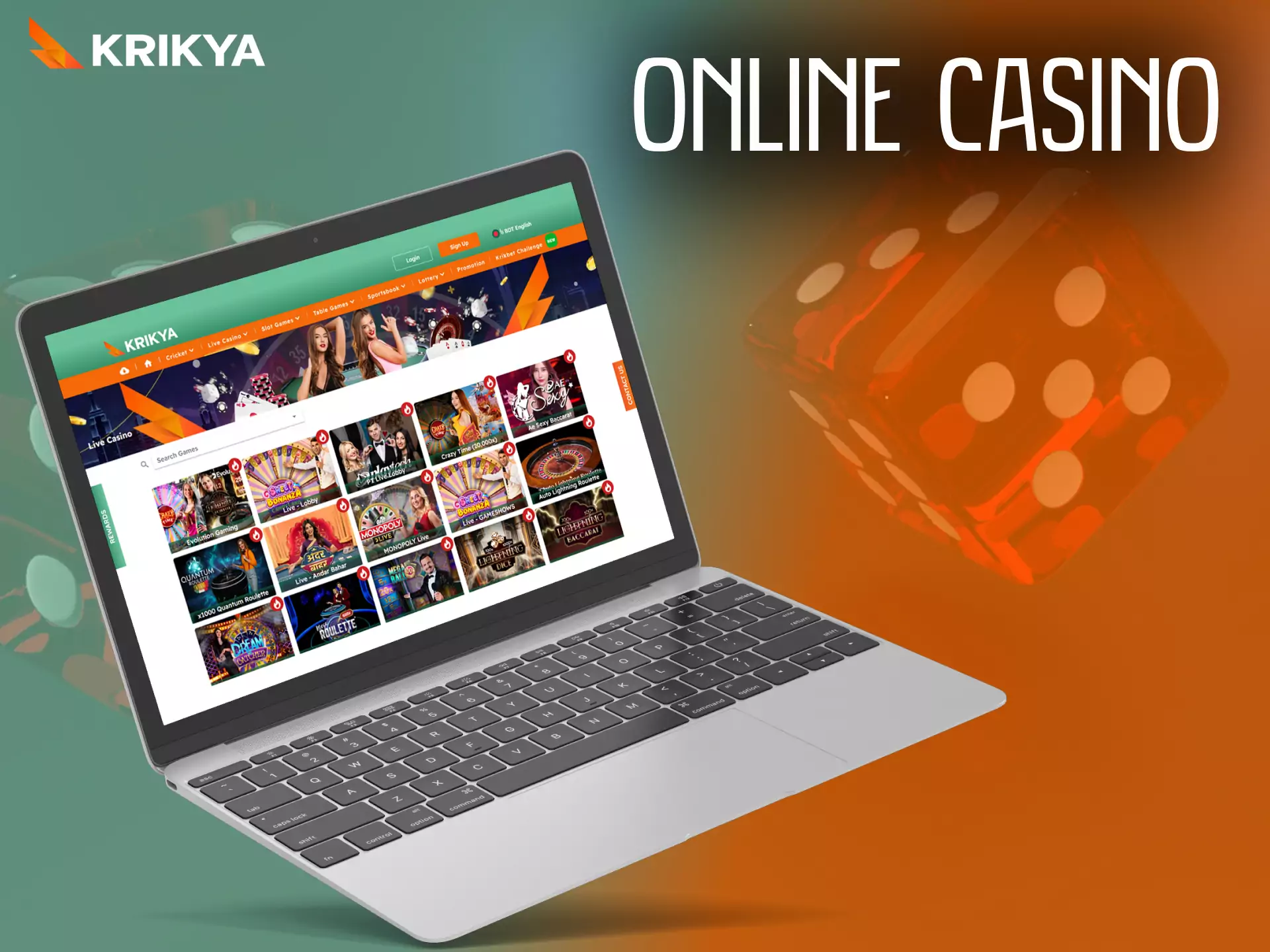 Krikya offers its users to play at online casino.
