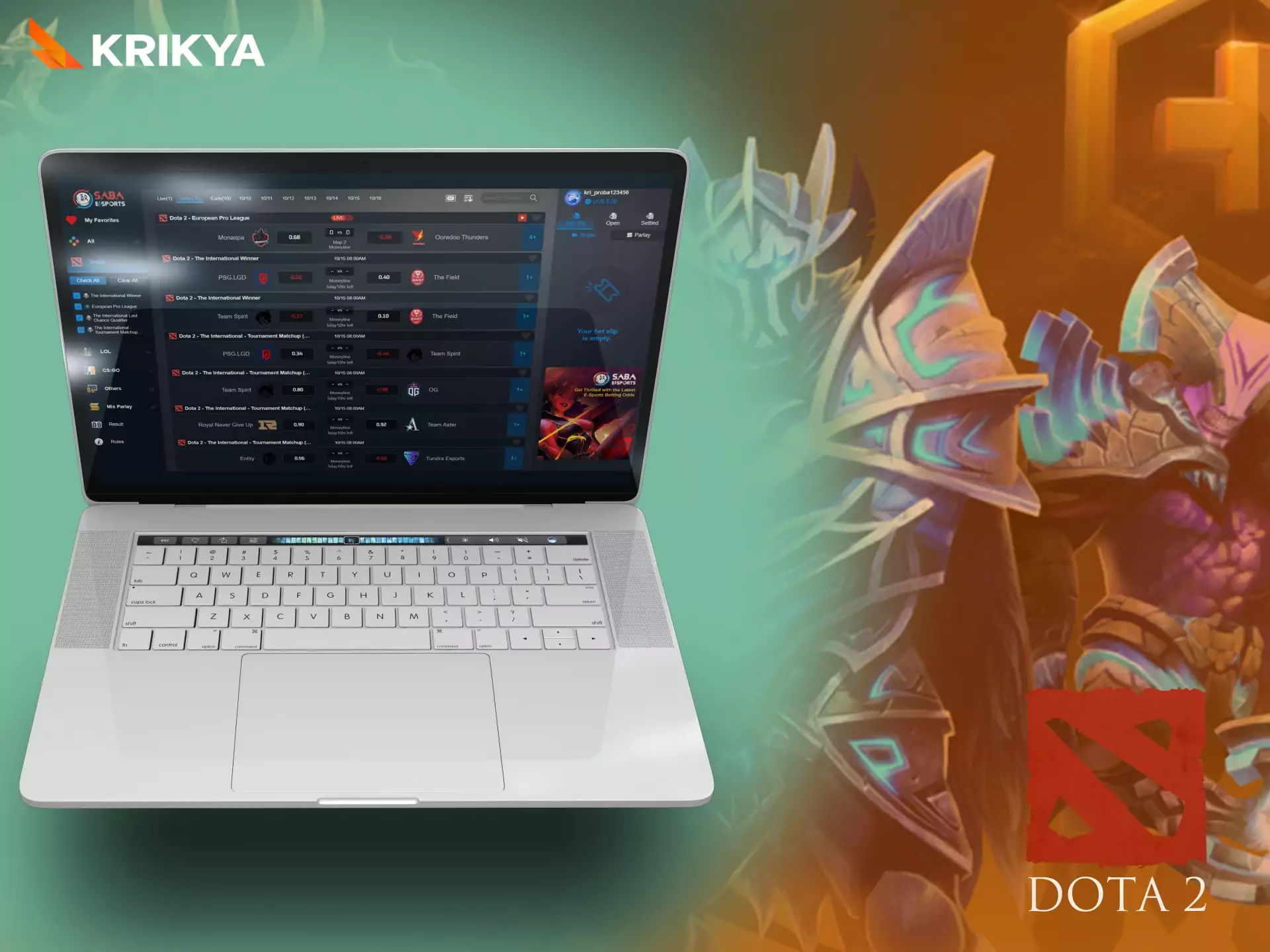 If you are a Dota 2 fan, then place bets on Krikya.