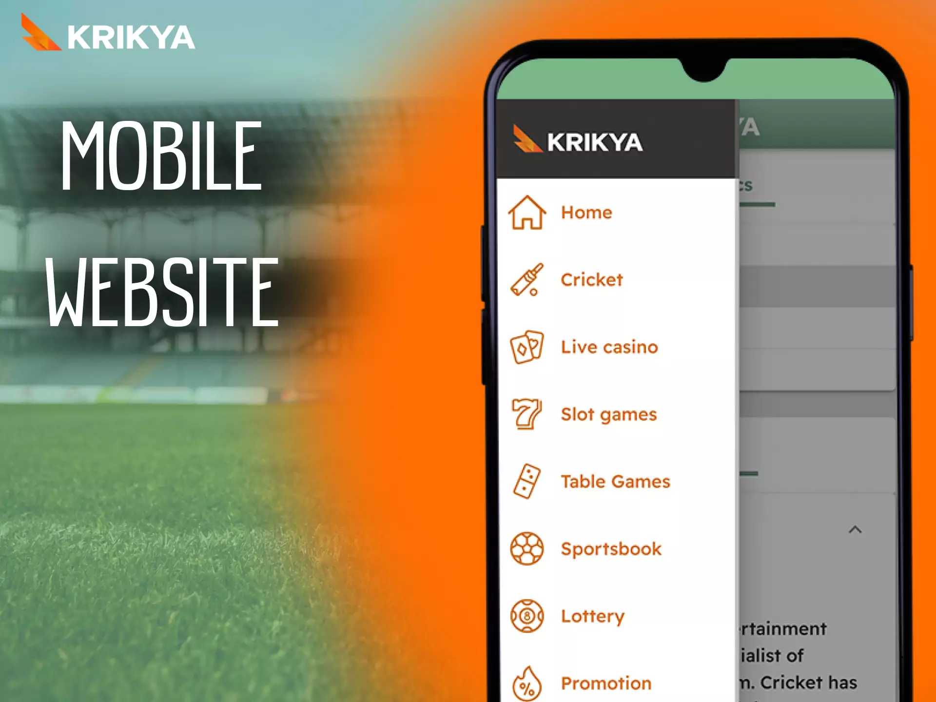 Krikya mobile website has all the necessary features for exciting games.
