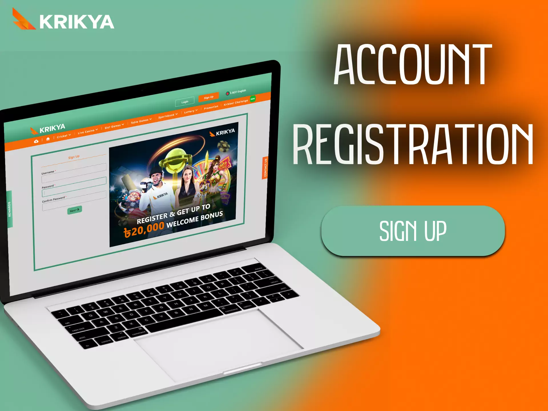 Go through a simple and quick registration on Krikya to place bets.