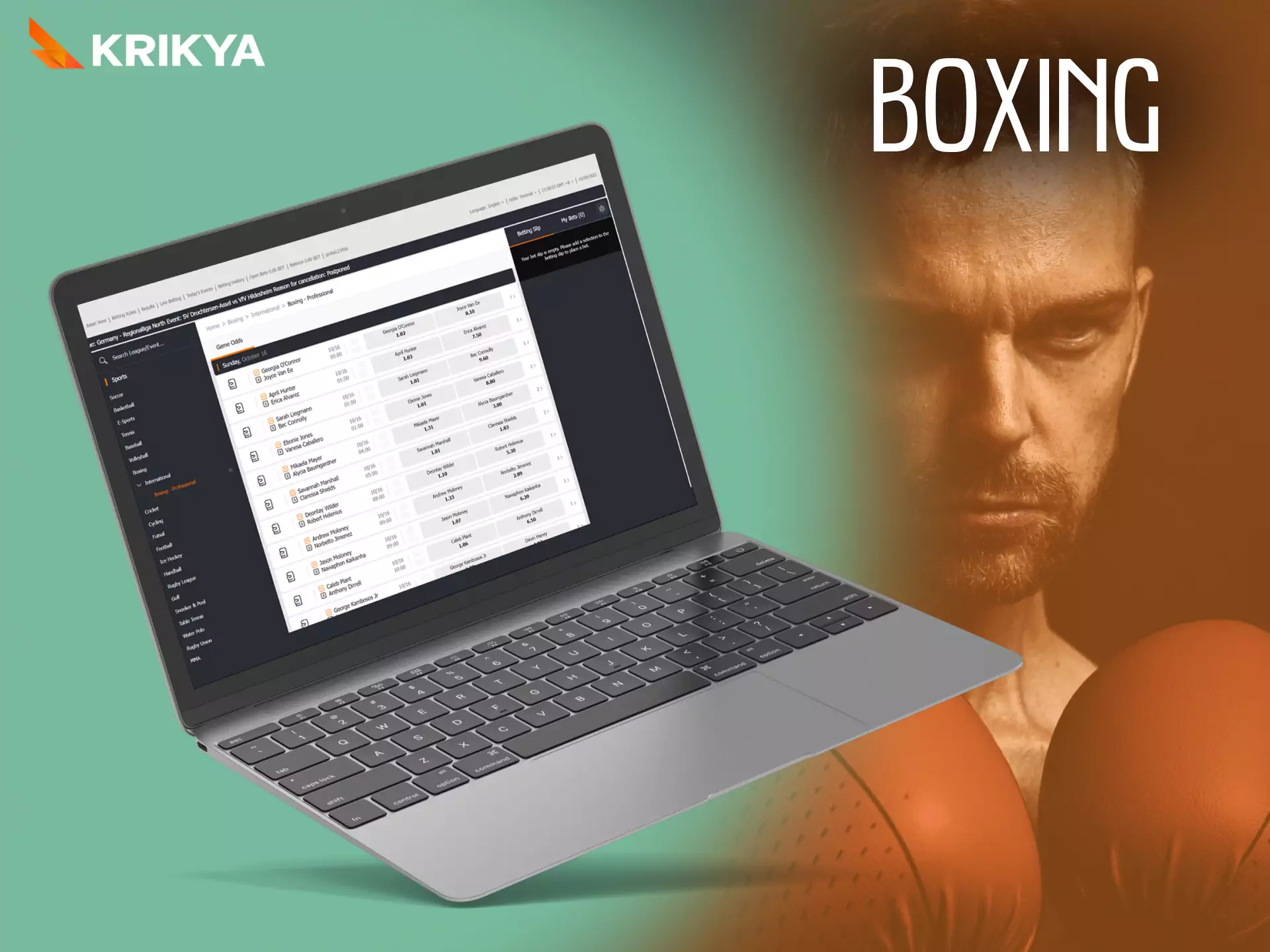 Support your favorite boxers on Krikya, place bets.