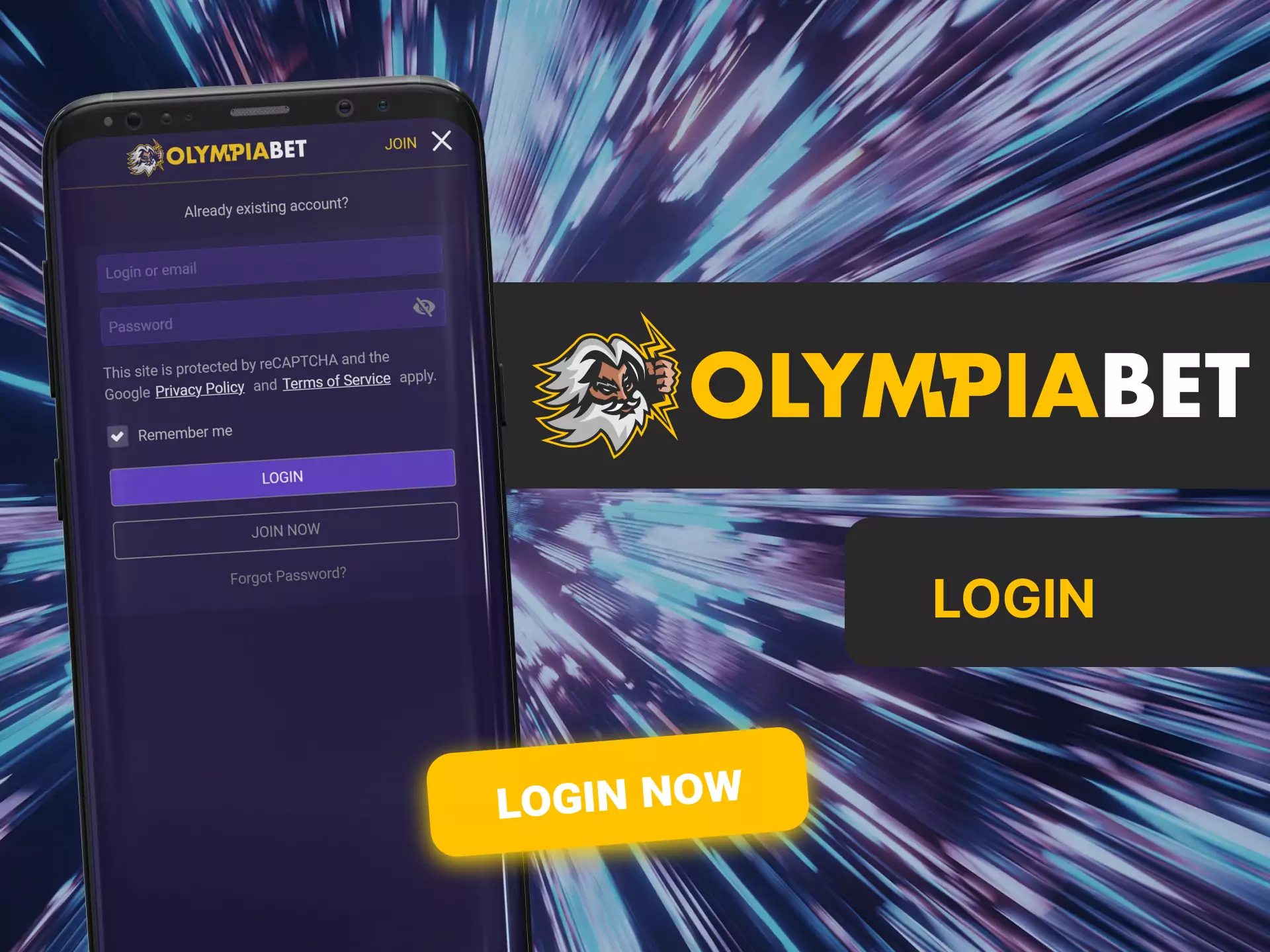 Log into your OlympiaBet account to place bets and manage the game.