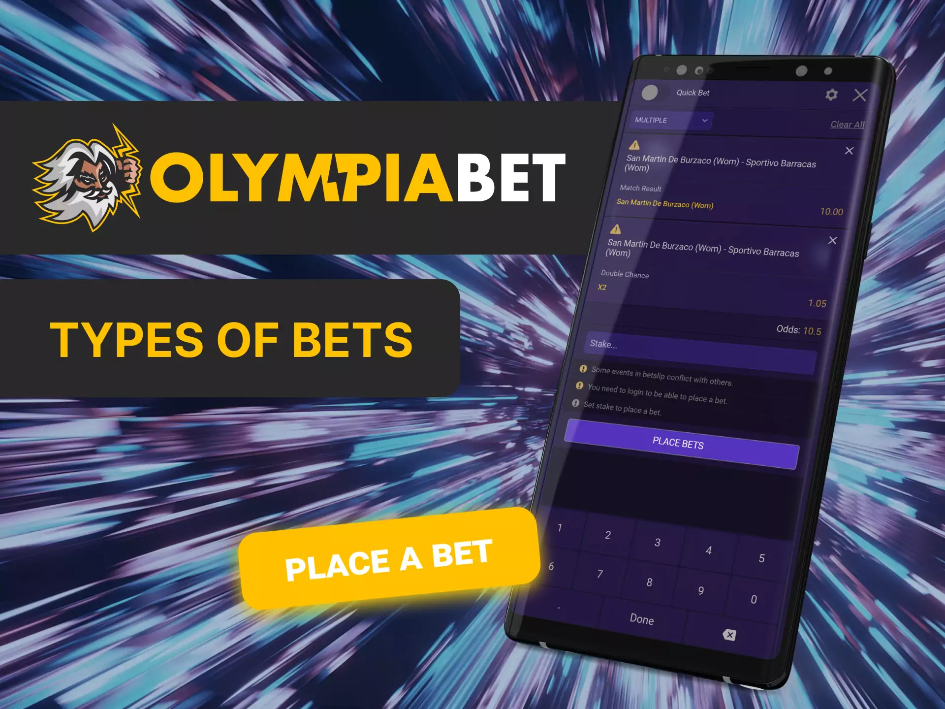 Various types of bets are available to players in OlympiaBet