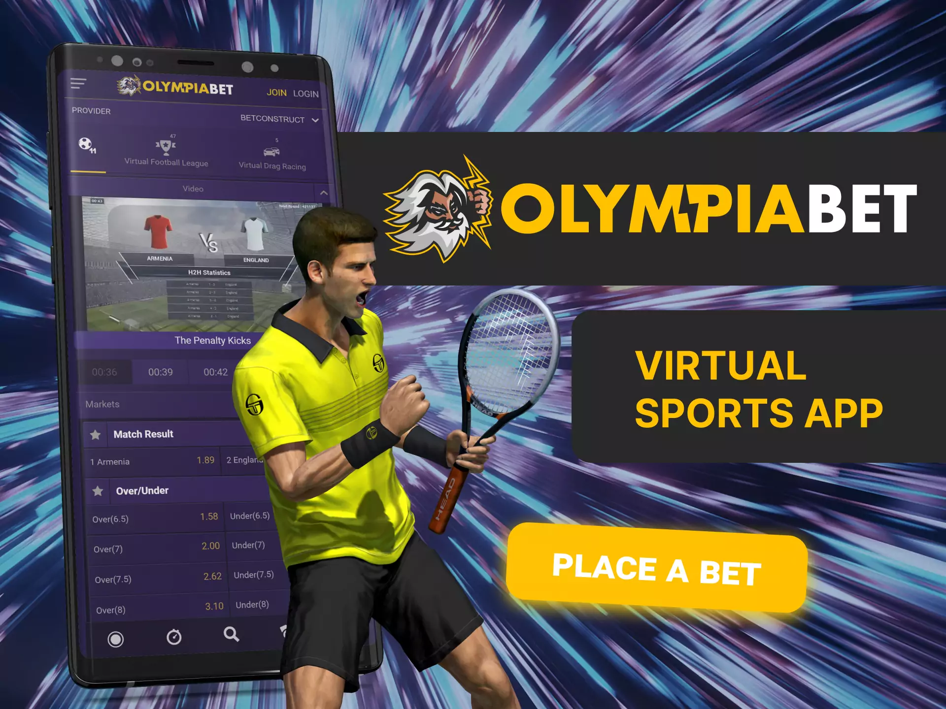 Place bets on virtual sports at OlympiaBet.