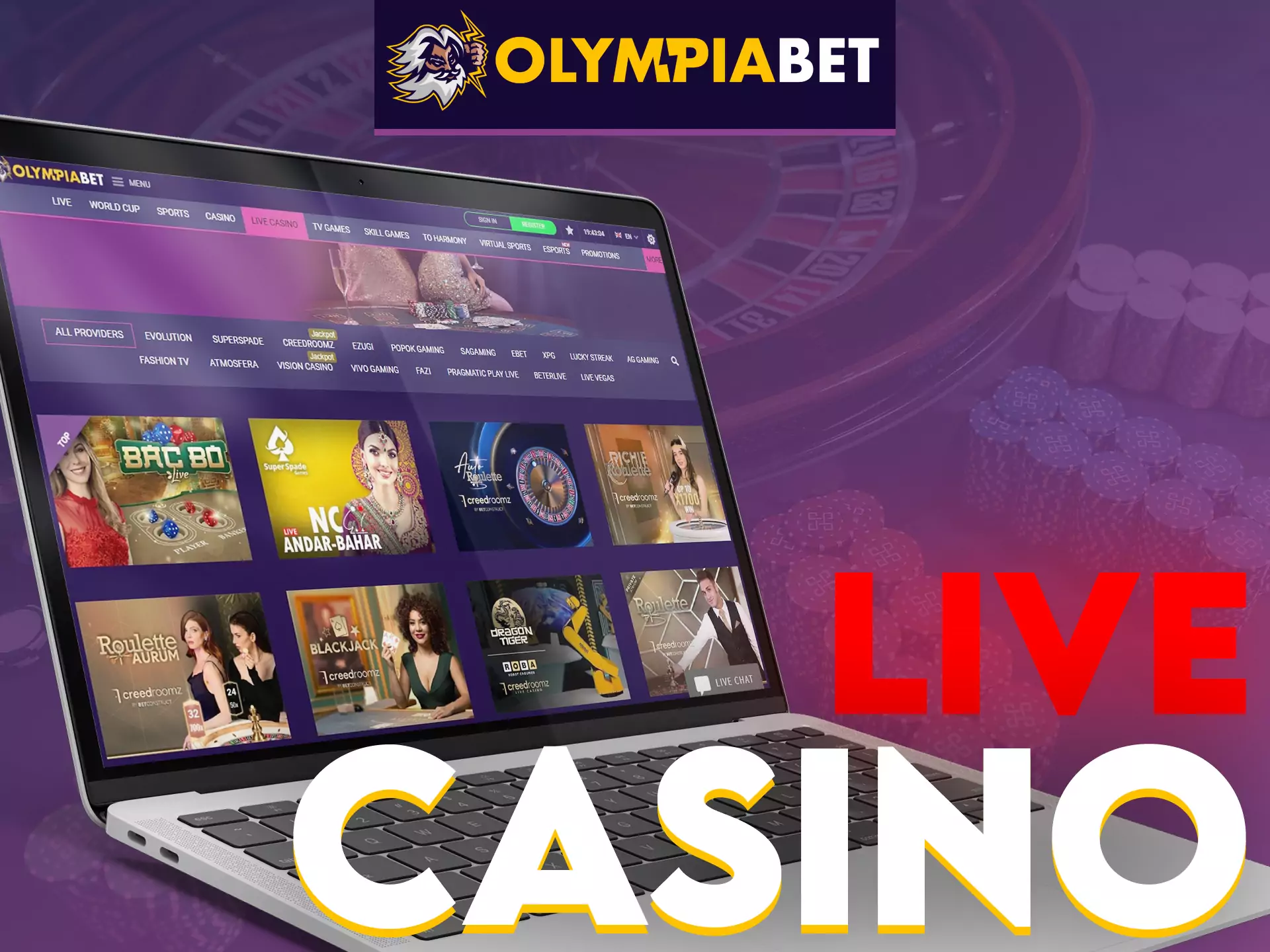 OlympiaBet has a great opportunity to play at the live casino.