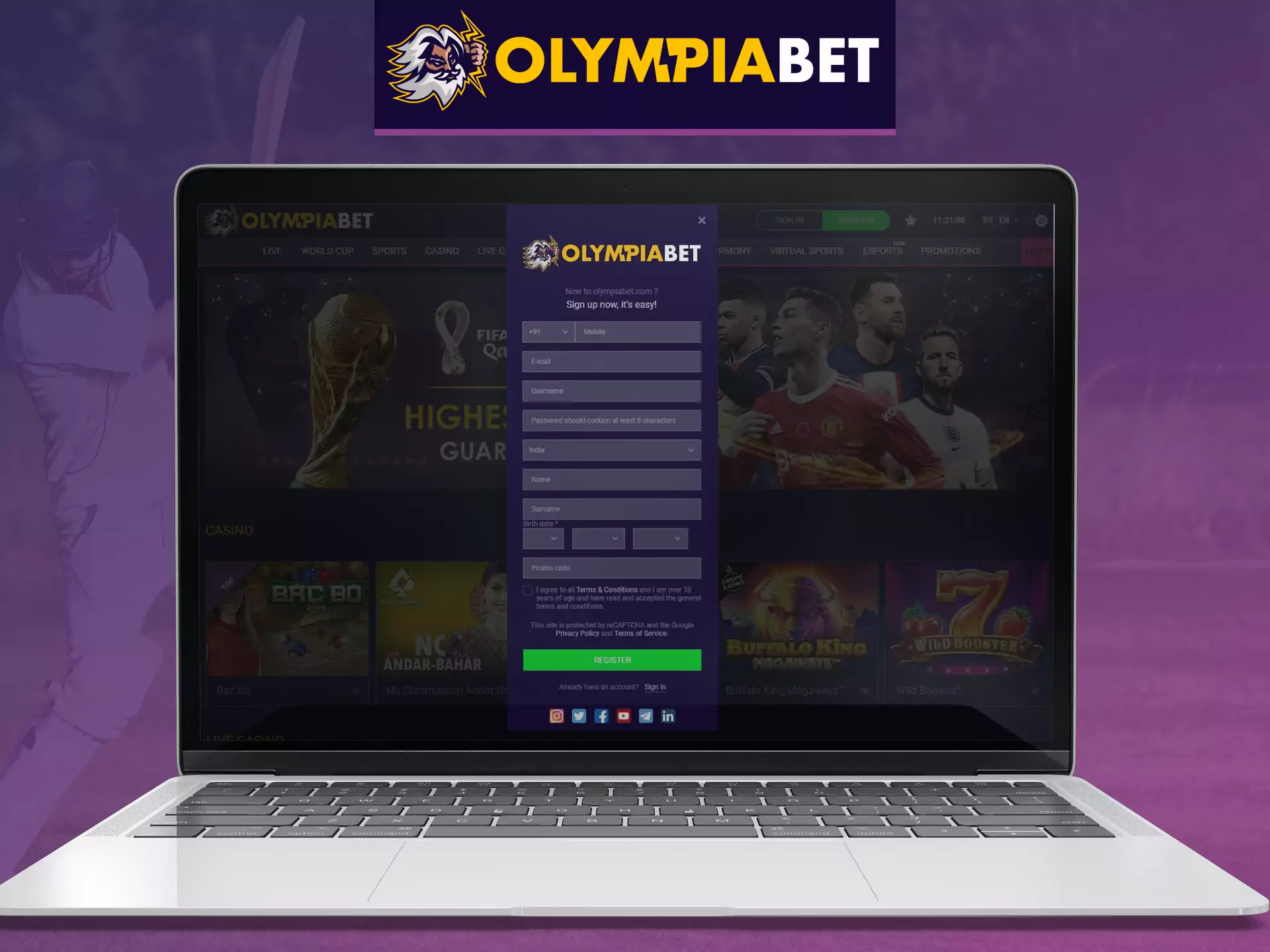 Register at OlympiaBet and get bonuses right now!