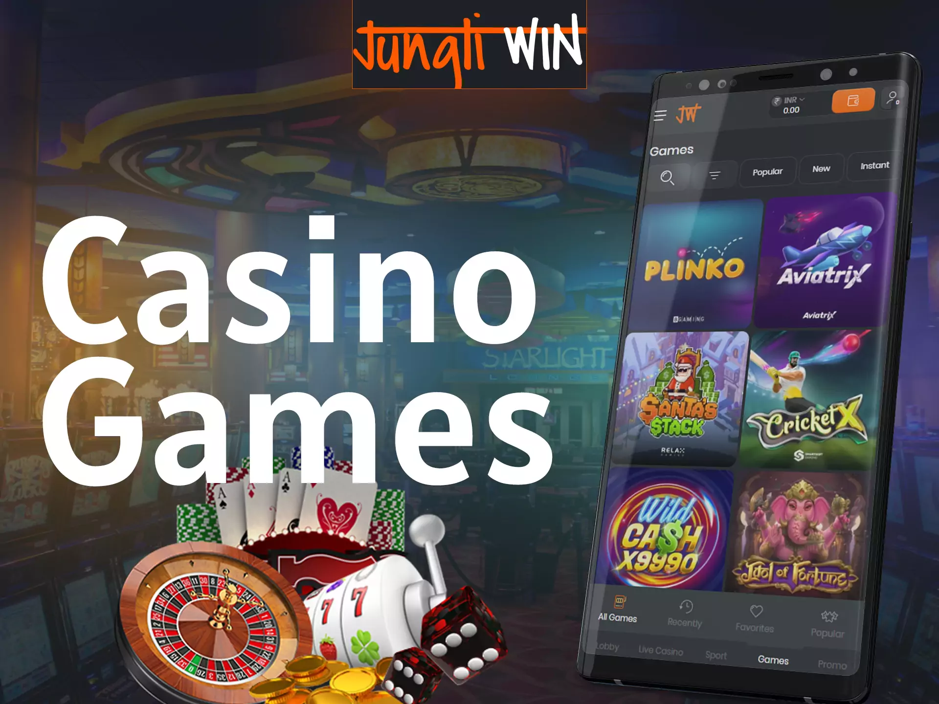 At Jungliwin Casino, you can try many different games and find the most interesting ones for yourself.
