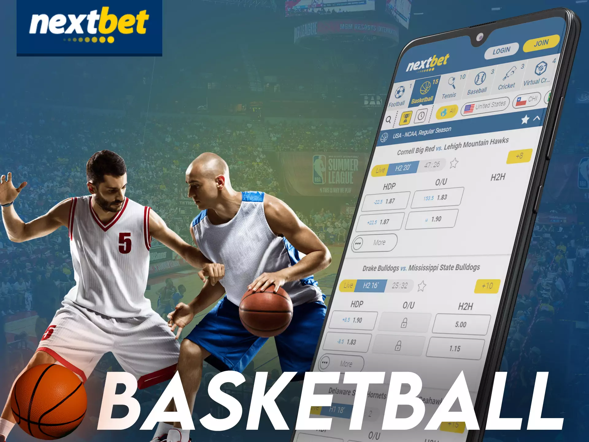 In the Nextbet app, you can bet on basketball.