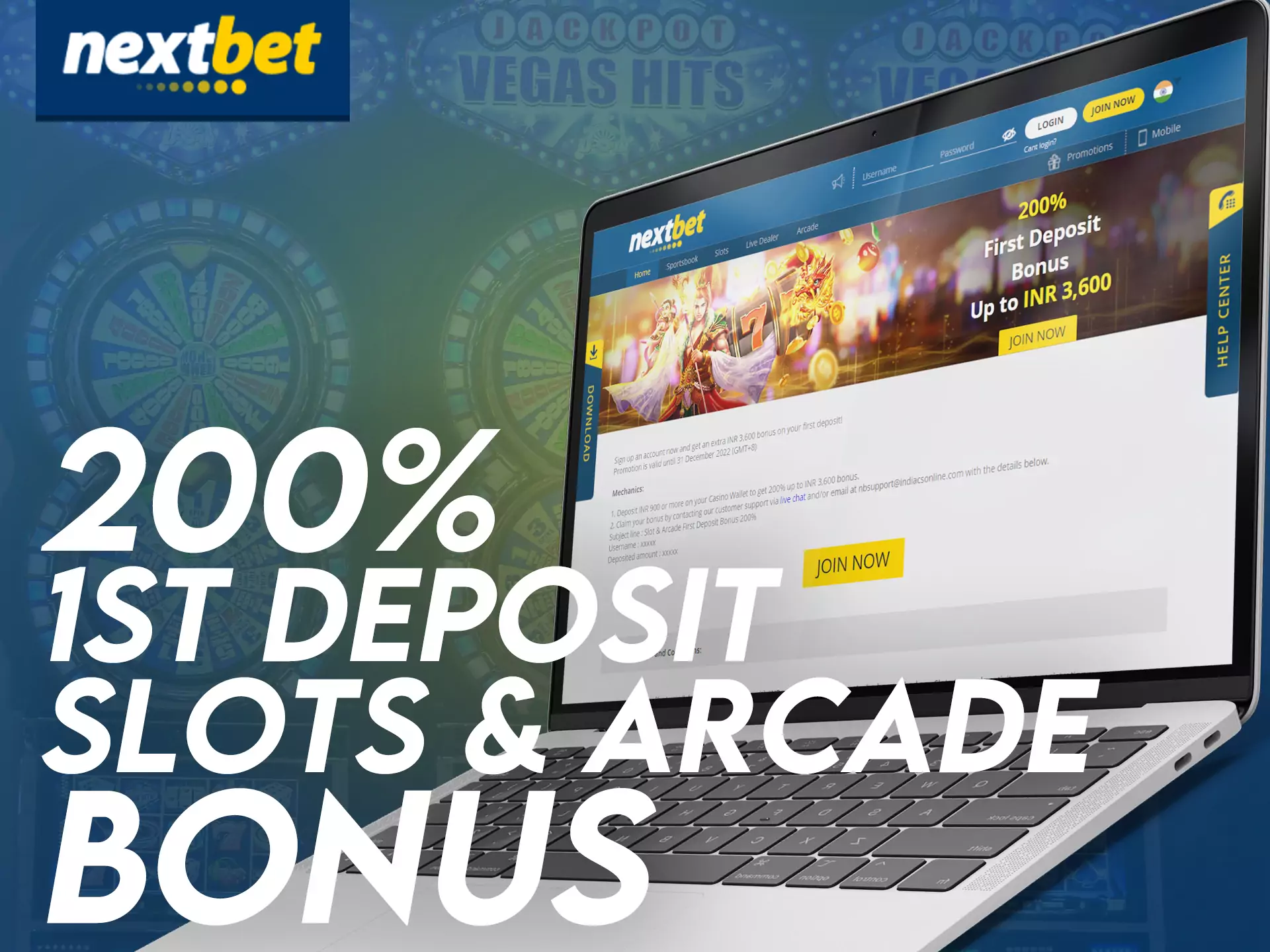 Nextbet has a special profitable first deposit bonus on slots and arcades.