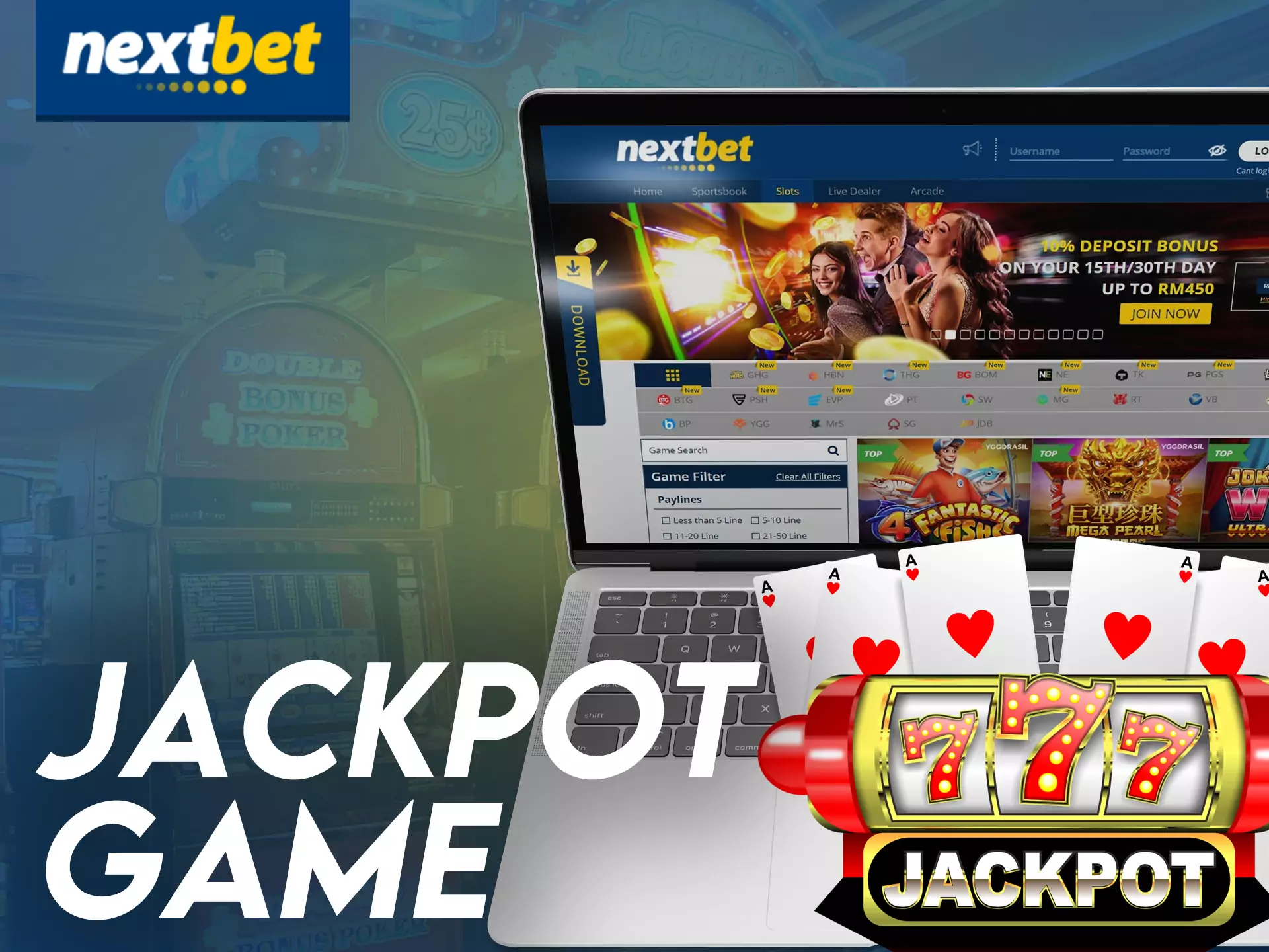 Try your luck in jackpot games at Nextbet Casino.