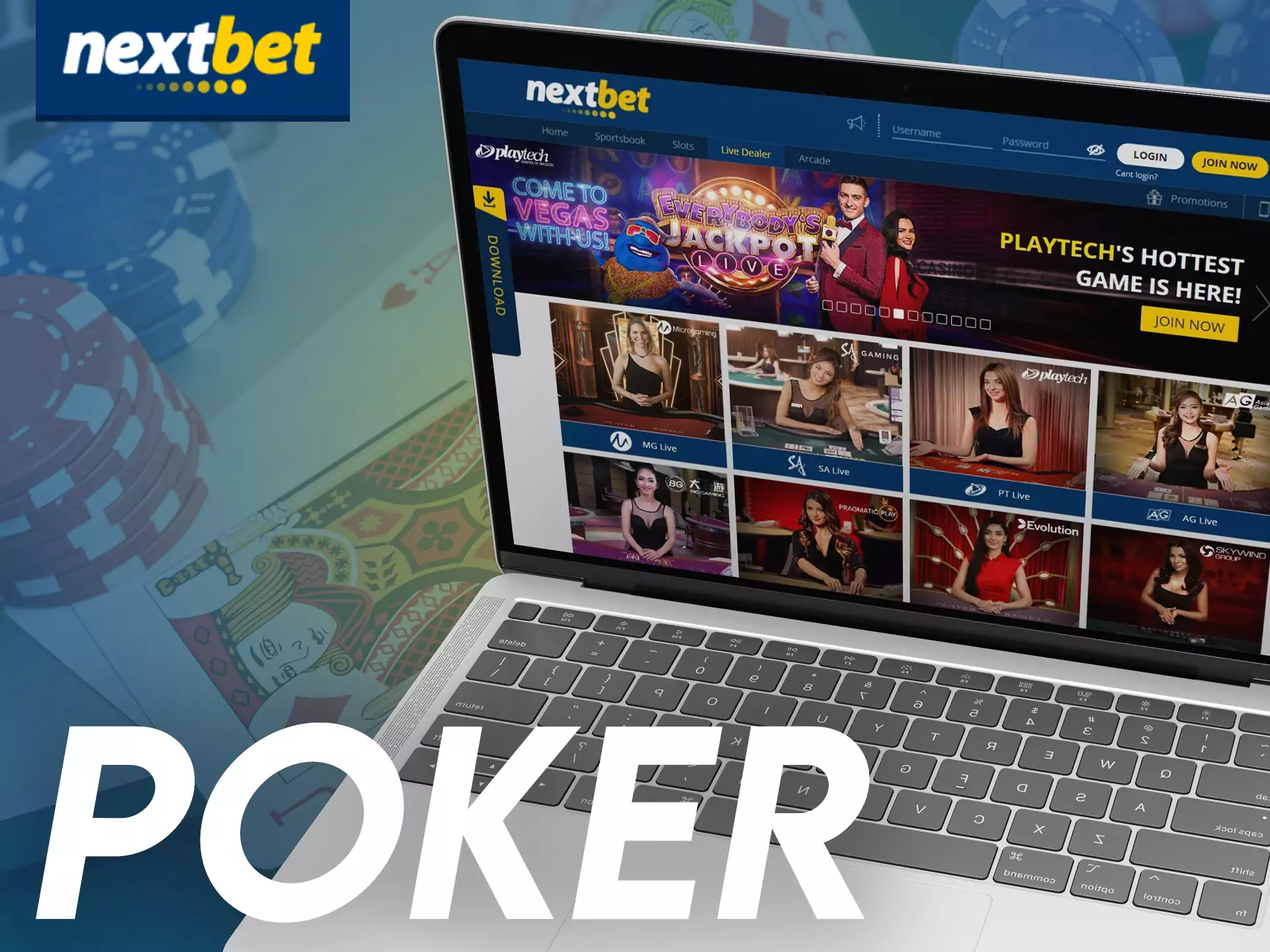 Try to play poker at Nextbet Casino.
