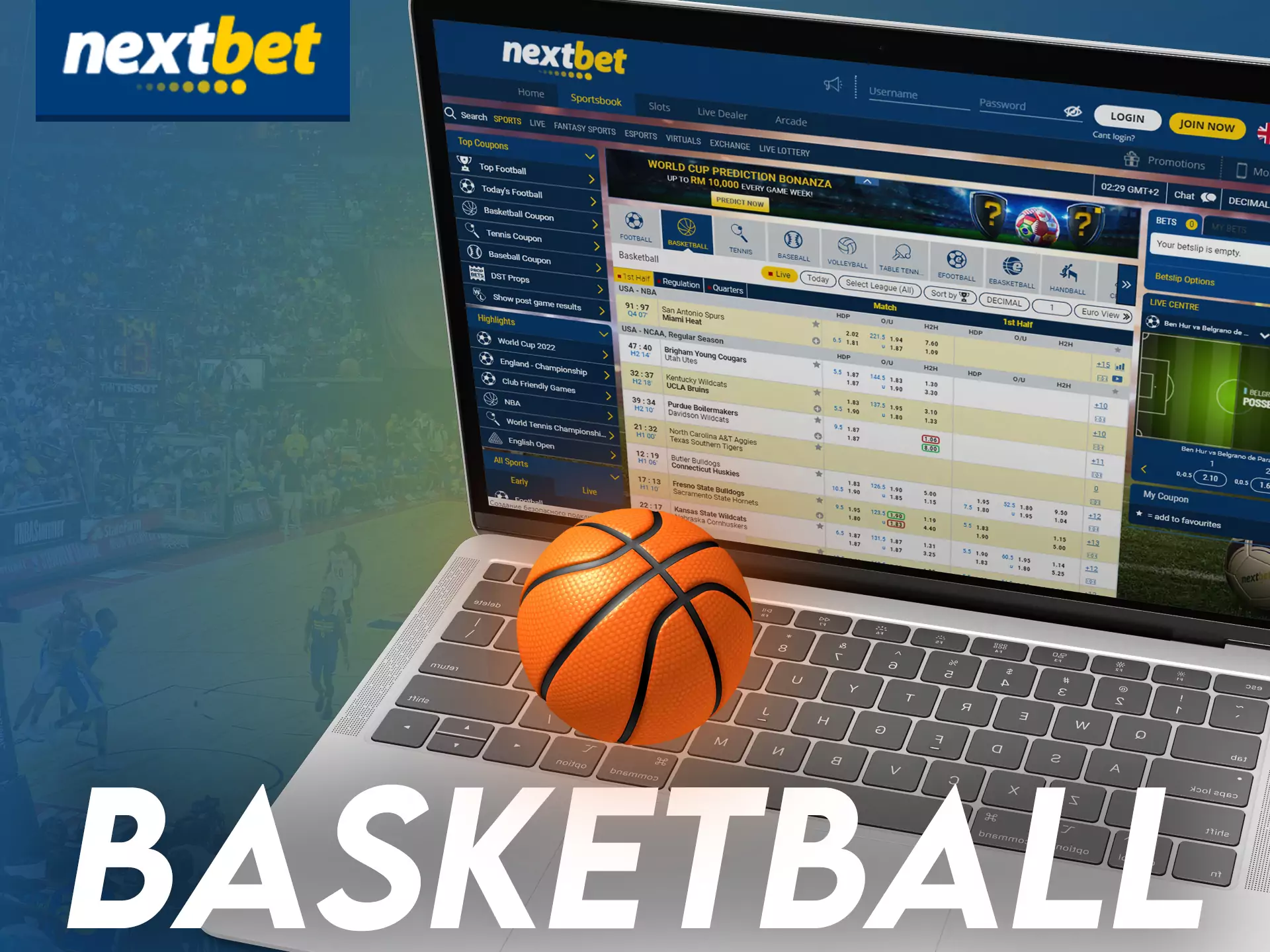 In Nextbet you can bet on basketball.