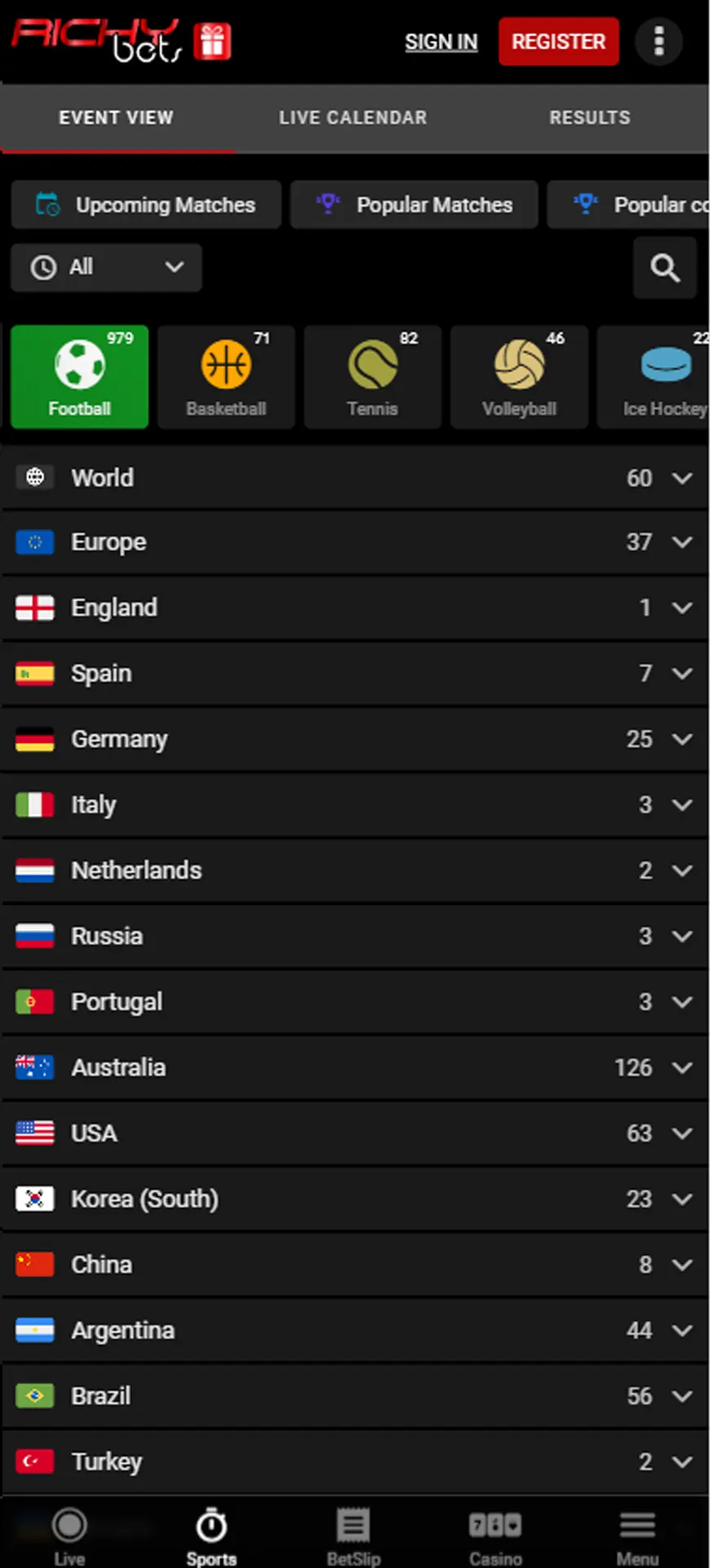 Enter on the sports page.