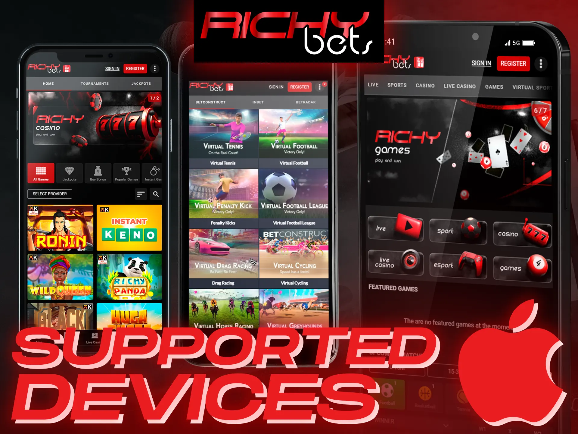 The Richybets iOS app can be installed on all modern Apple devices.