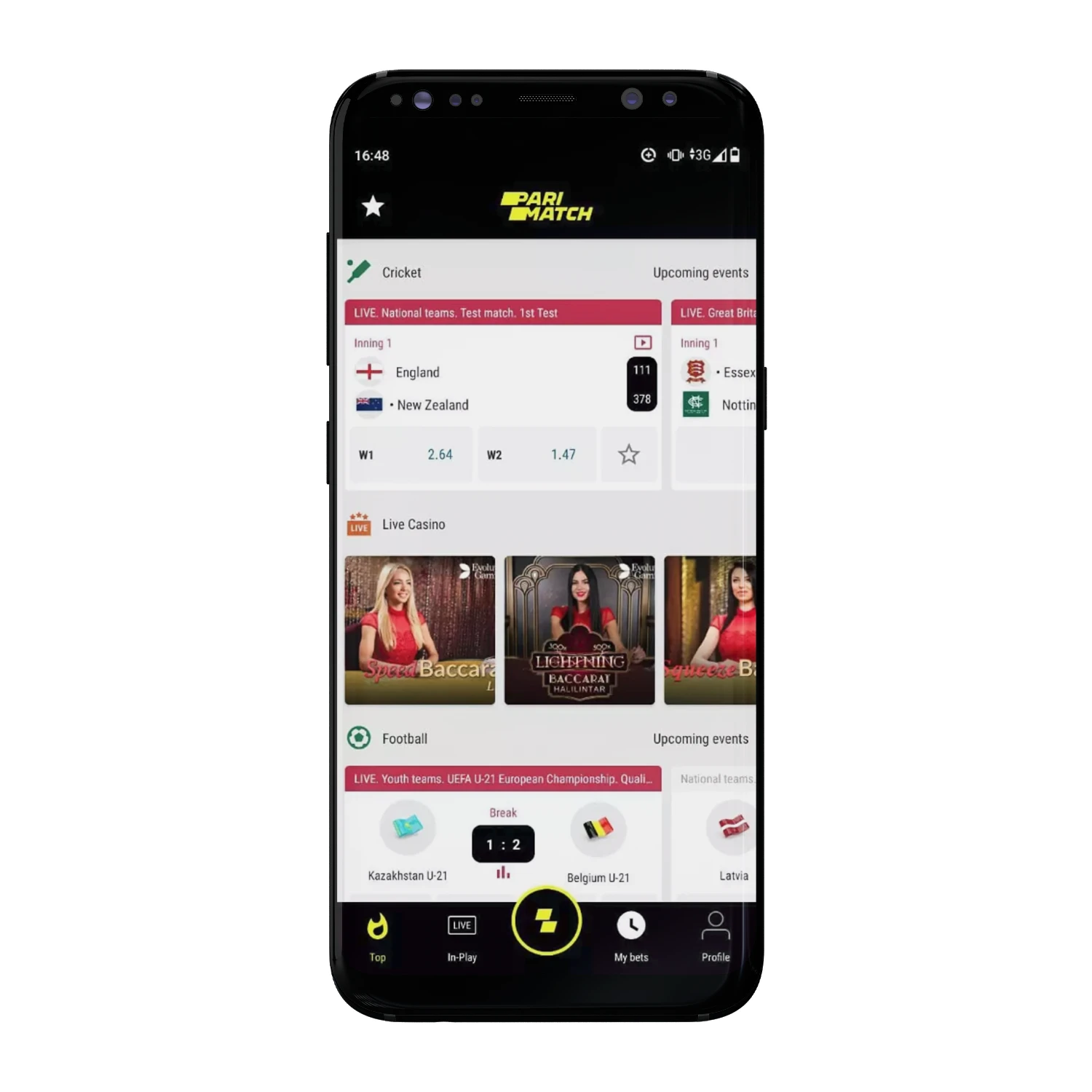 The Parimatch app offers cricket betting in India.
