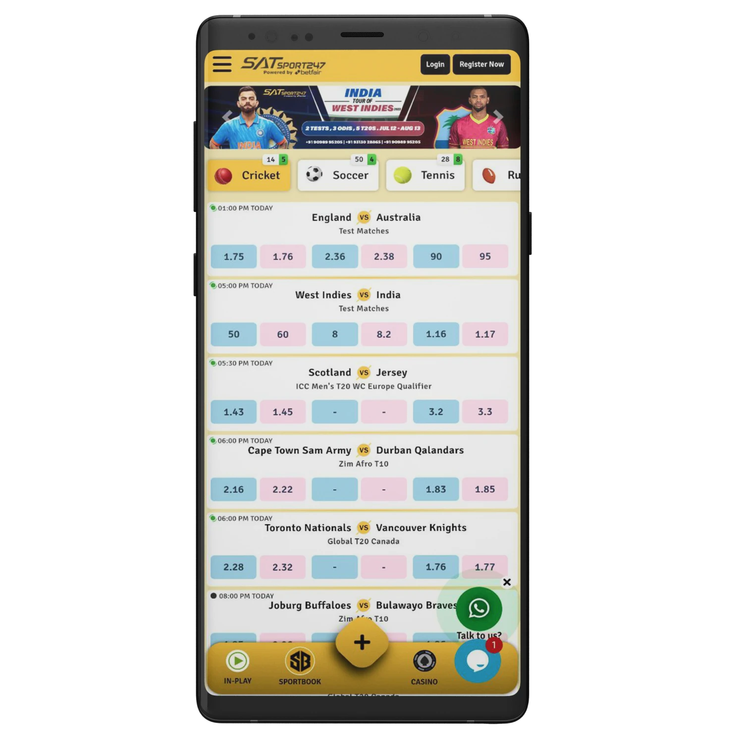 With the Satsport247 app, bet on sports and play casino games anywhere.