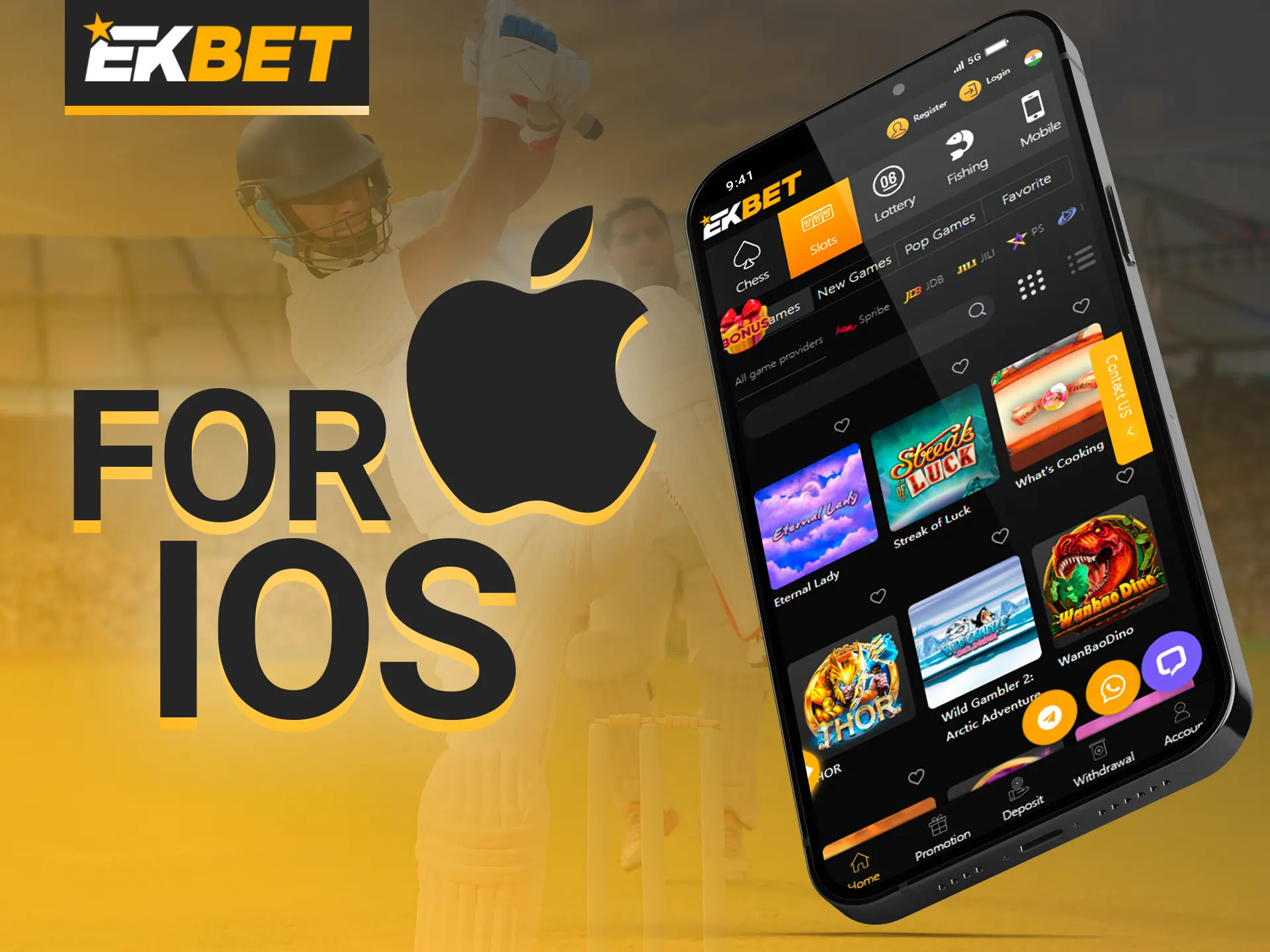 Download and install the EKbet mobile app on your iOS device.