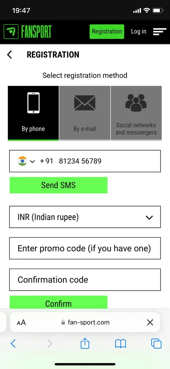 Complete a simple registration on the Fansport.