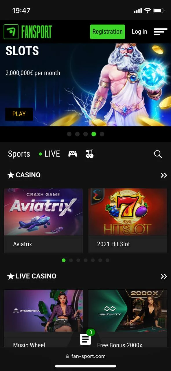 Go to the Fansport website.