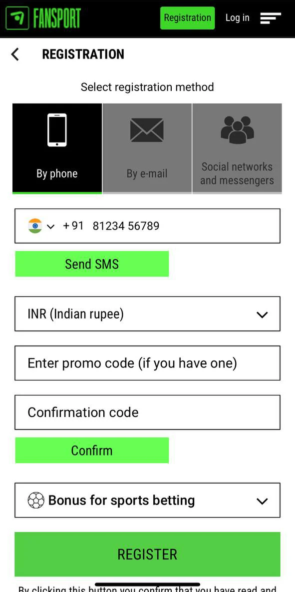 Create a Fansport account.