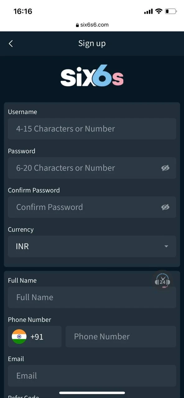 Complete a simple registration on the Six6s.