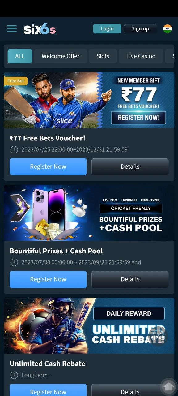 Get the best bonuses in the Six6s app.