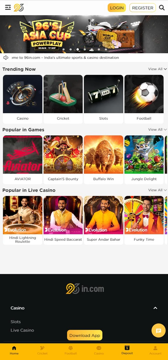 Go to the official 96in website.