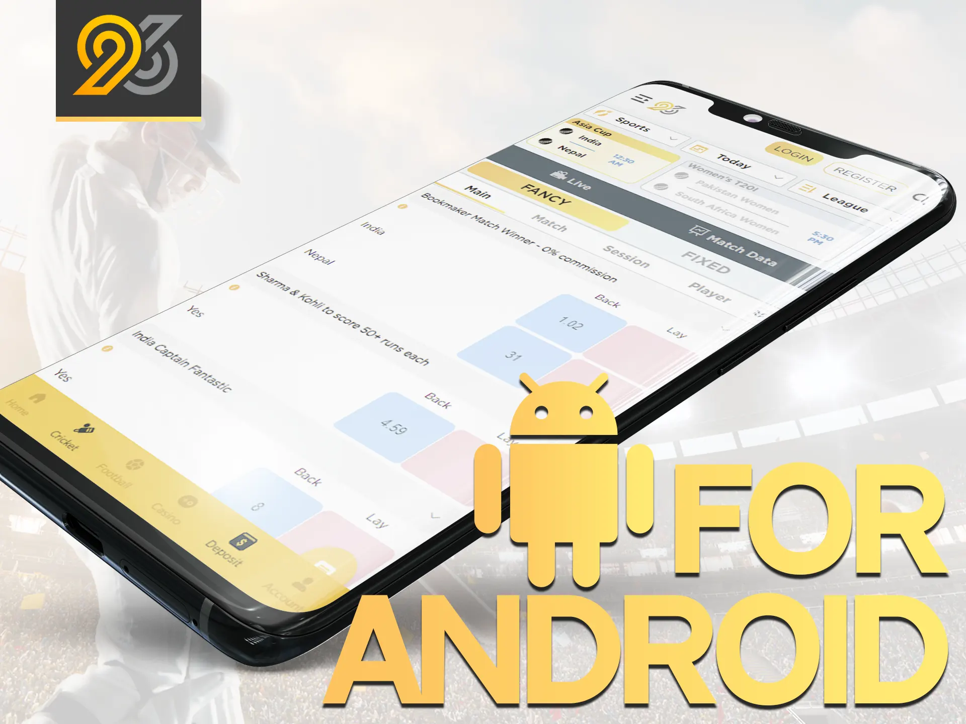 Install the 96in mobile app on your Android mobile device.