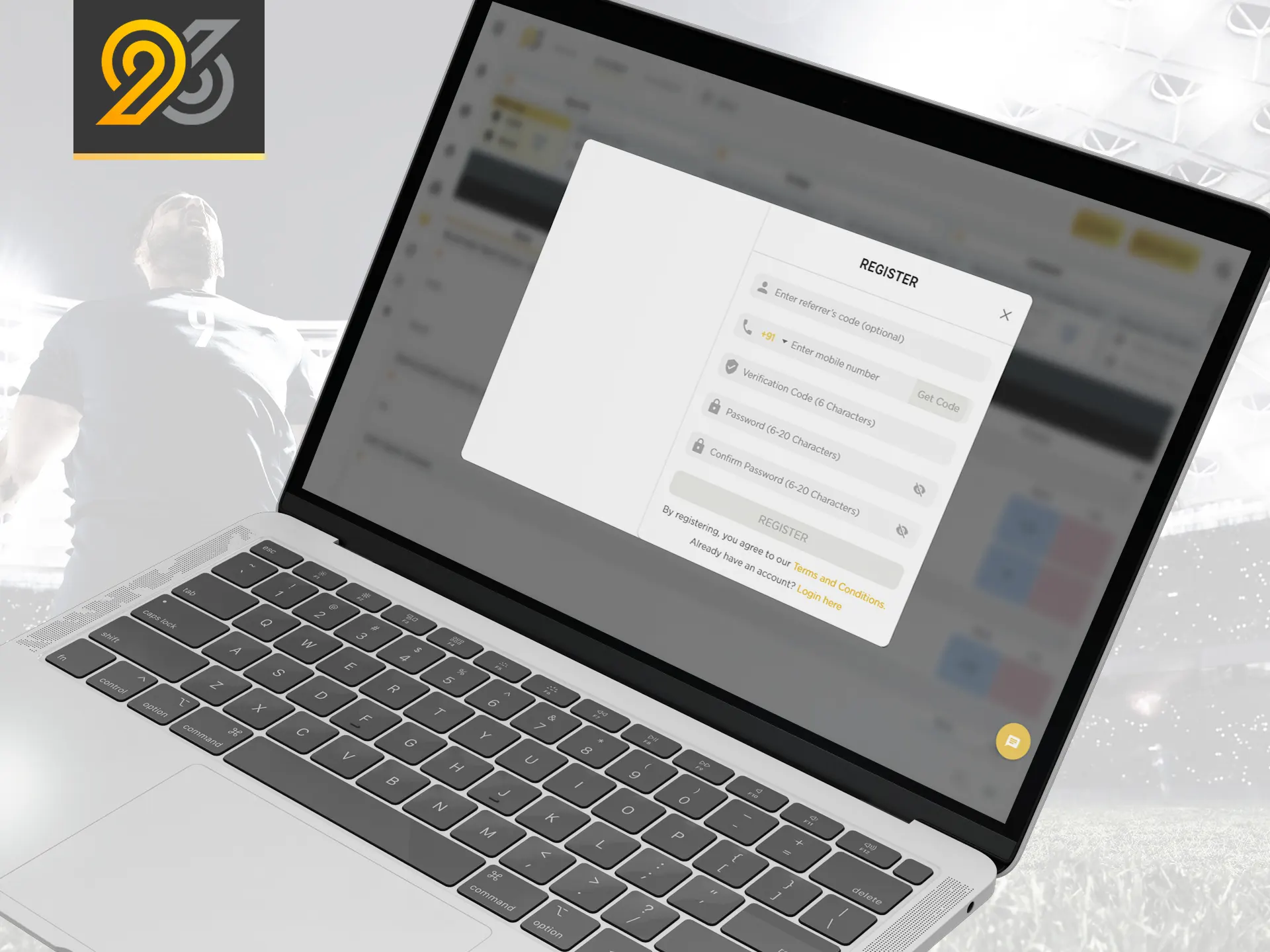 Sign up and verify on the 96in the website.